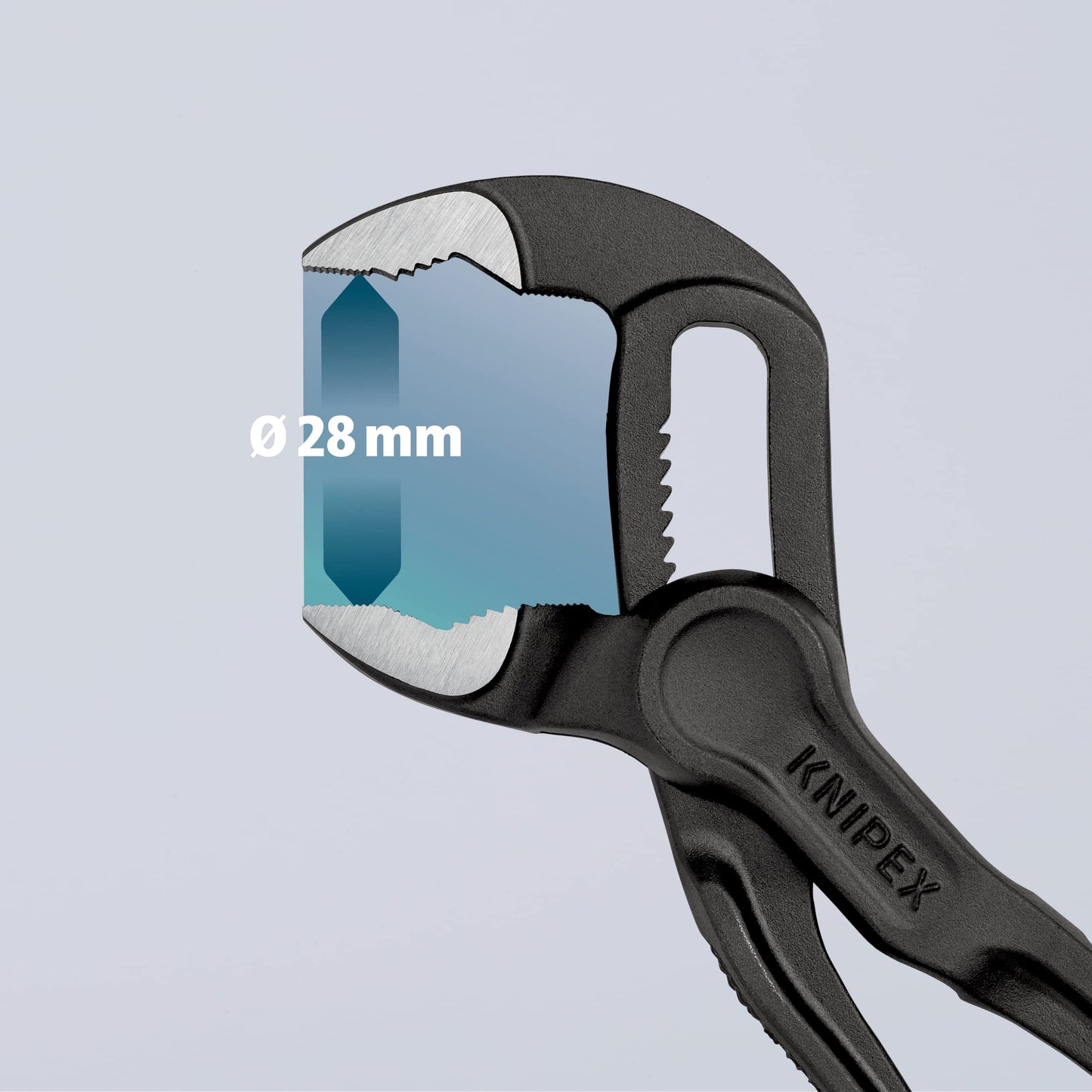 Knipex Cobra XS Mini Alicates para bomba de agua, 100 mm, tuercas a 24 mm, tubos a 28 mm, autobloqueante, ajuste fino mediante botón de empuje, Edc, 87 00 100