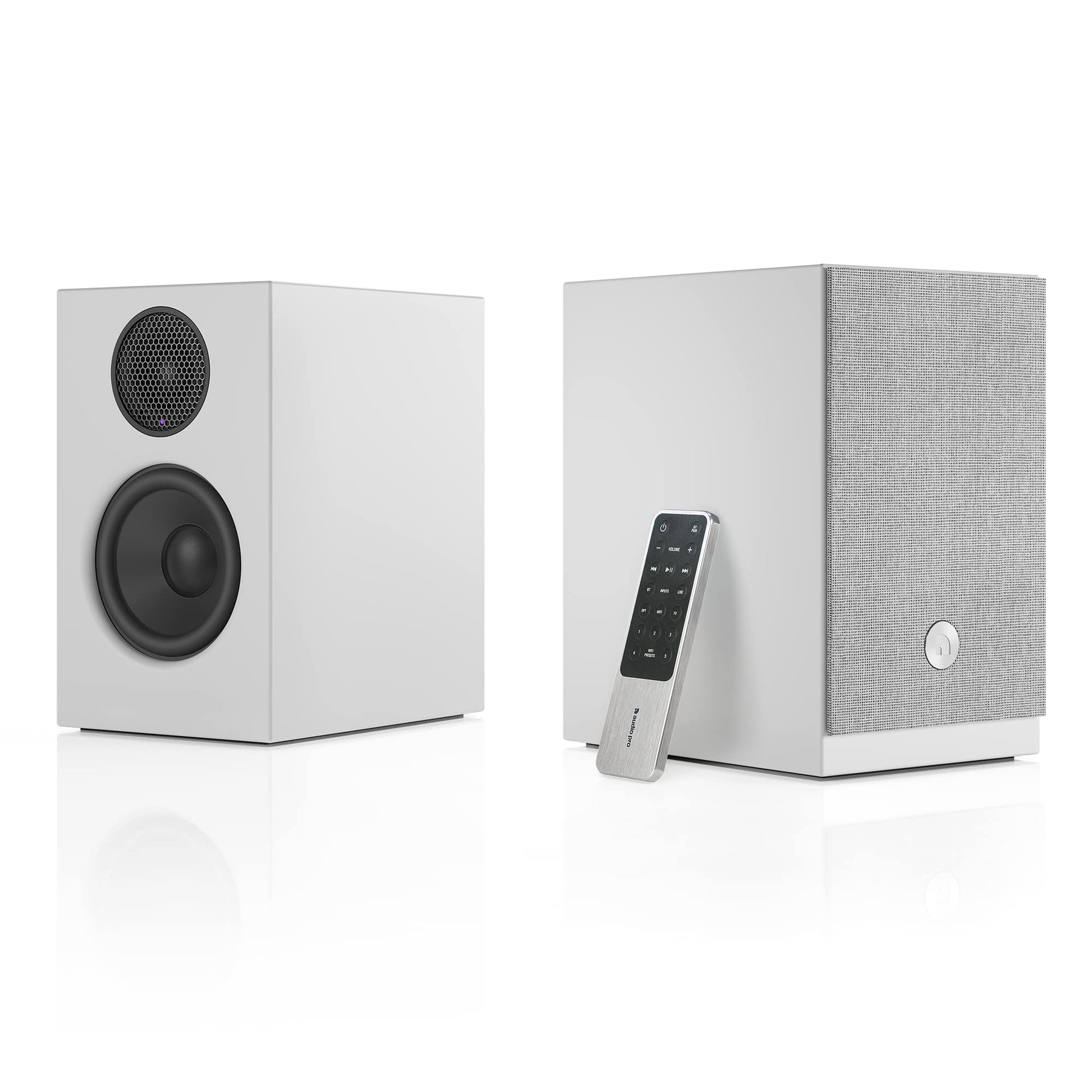 Audio Pro Altavoces inalámbricos A28 | WiFi, Bluetooth 4.2, estéreo de Entretenimiento en el hogar multihabitación | Compatible con AirPlay 2, Spotify | Blanco