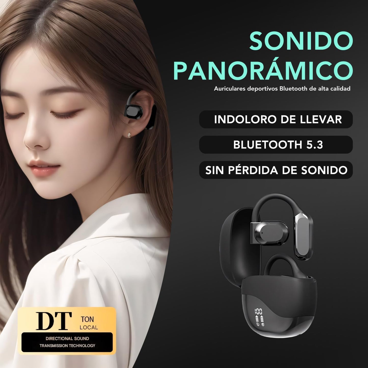 HAPYHVN Auriculares Inalámbricos Bluetooth, Traductor de Idiomas en Tiempo Real, Soporta 144 Idiomas para Viajes, Negocios,Reuniones y Aprendizaje, AI Translator, Pantalla de Batería