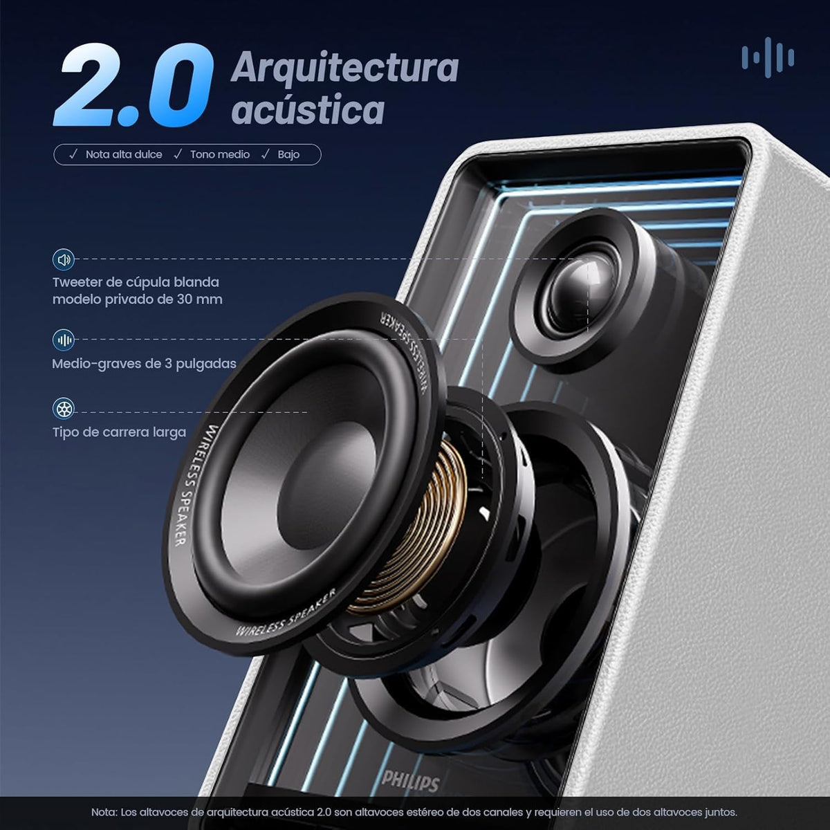 Altavoces de Estantería Philips RGB Subwoofer 20W y Tweeter 10W con Bluetooth y TWS