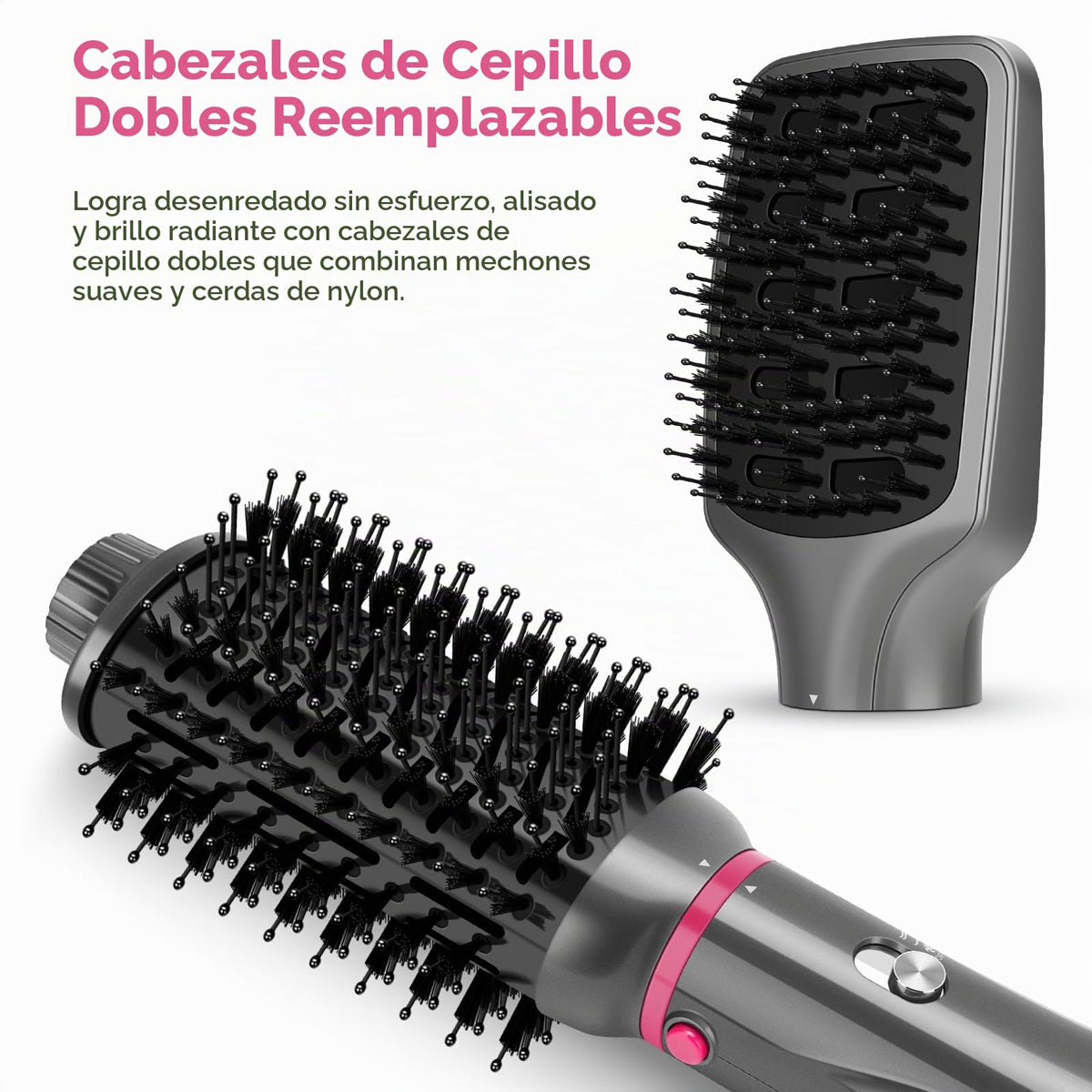 Juego de Cepillos IG INGLAM Gris 4 en 1 con Iones Negativos para Mujer