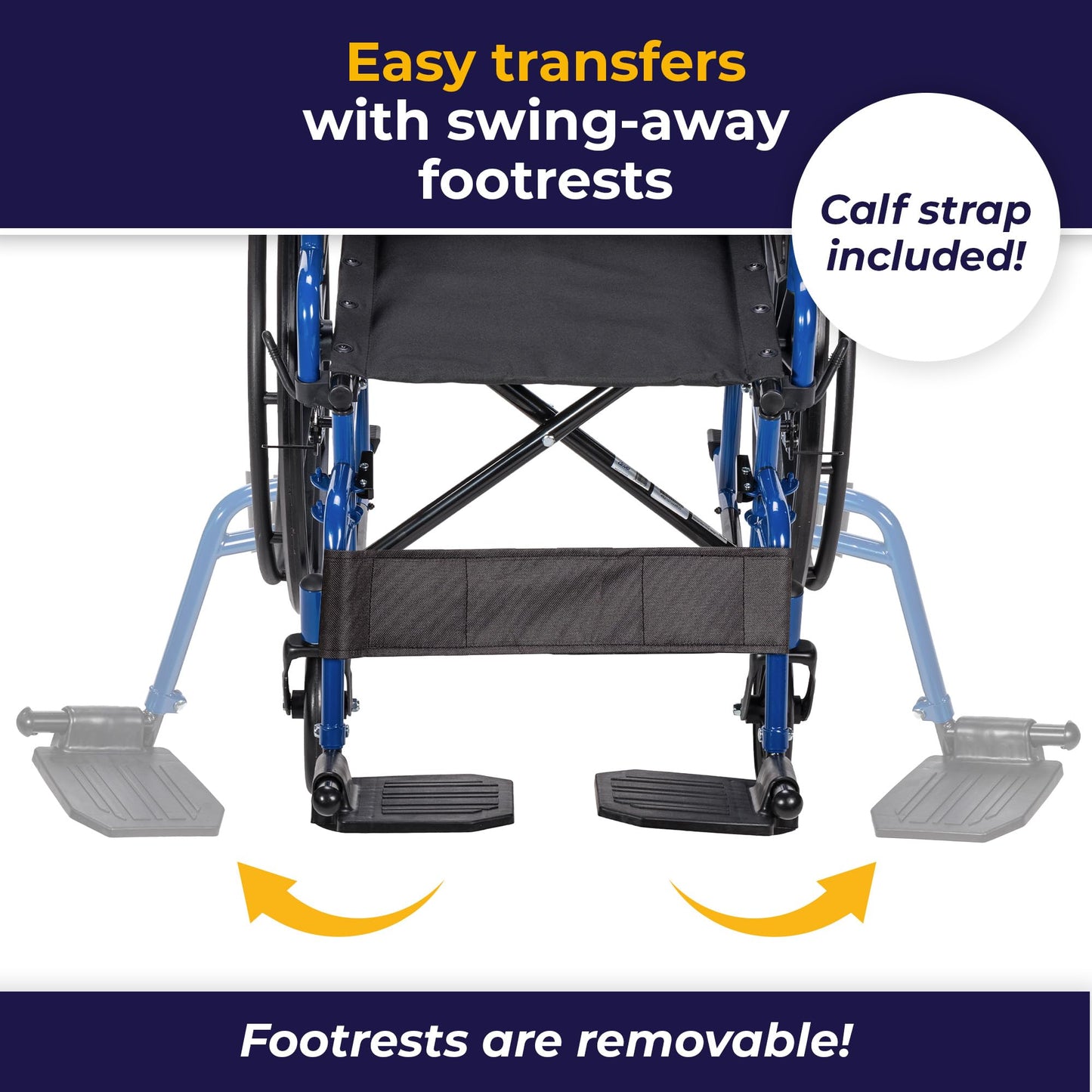 Silla de Ruedas Drive Medical Azul con Brazos de Escritorio Desmontables y Reposapiés Abatible