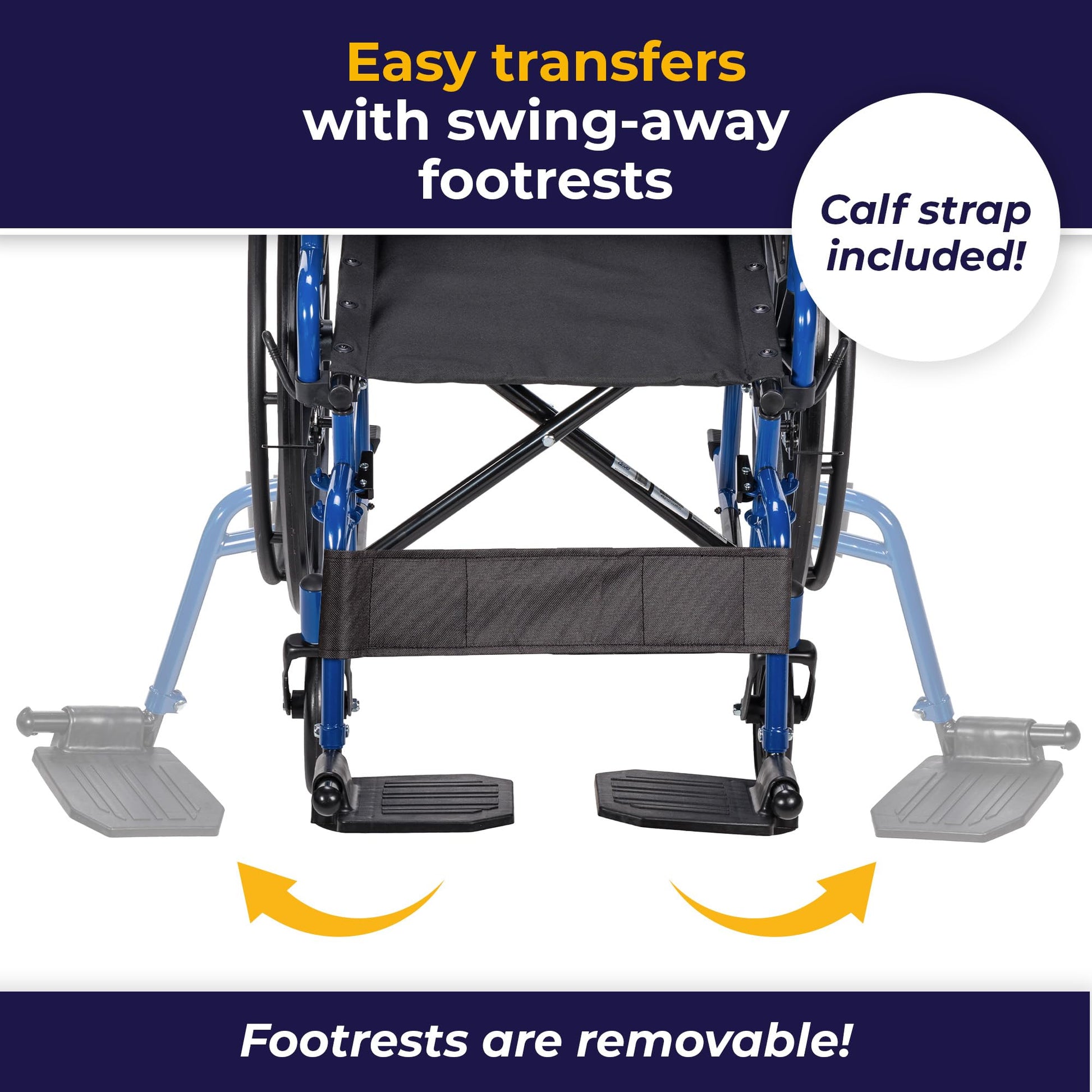 Silla de Ruedas Drive Medical Azul con Brazos de Escritorio Desmontables y Reposapiés Abatible