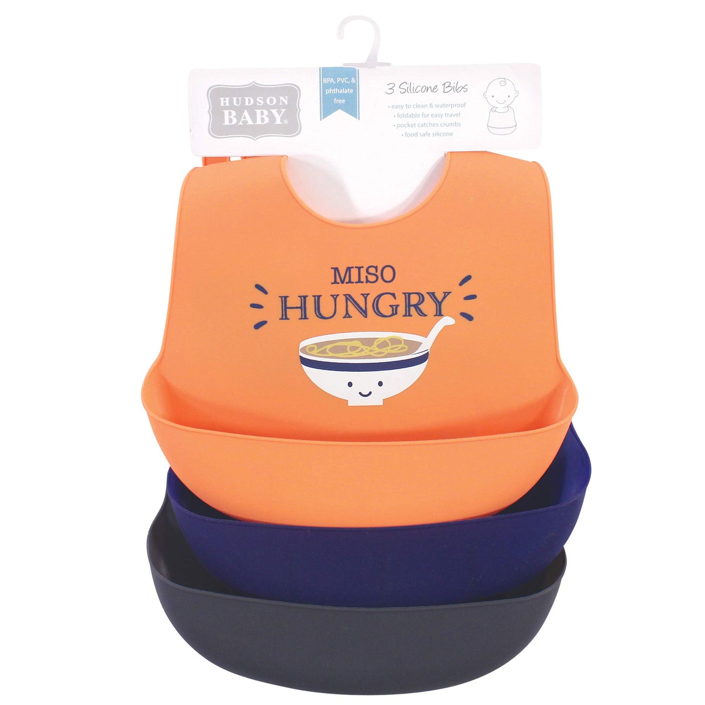 Hudson Baby - Baberos unisex de silicona para bebé, hambre de miso, talla única