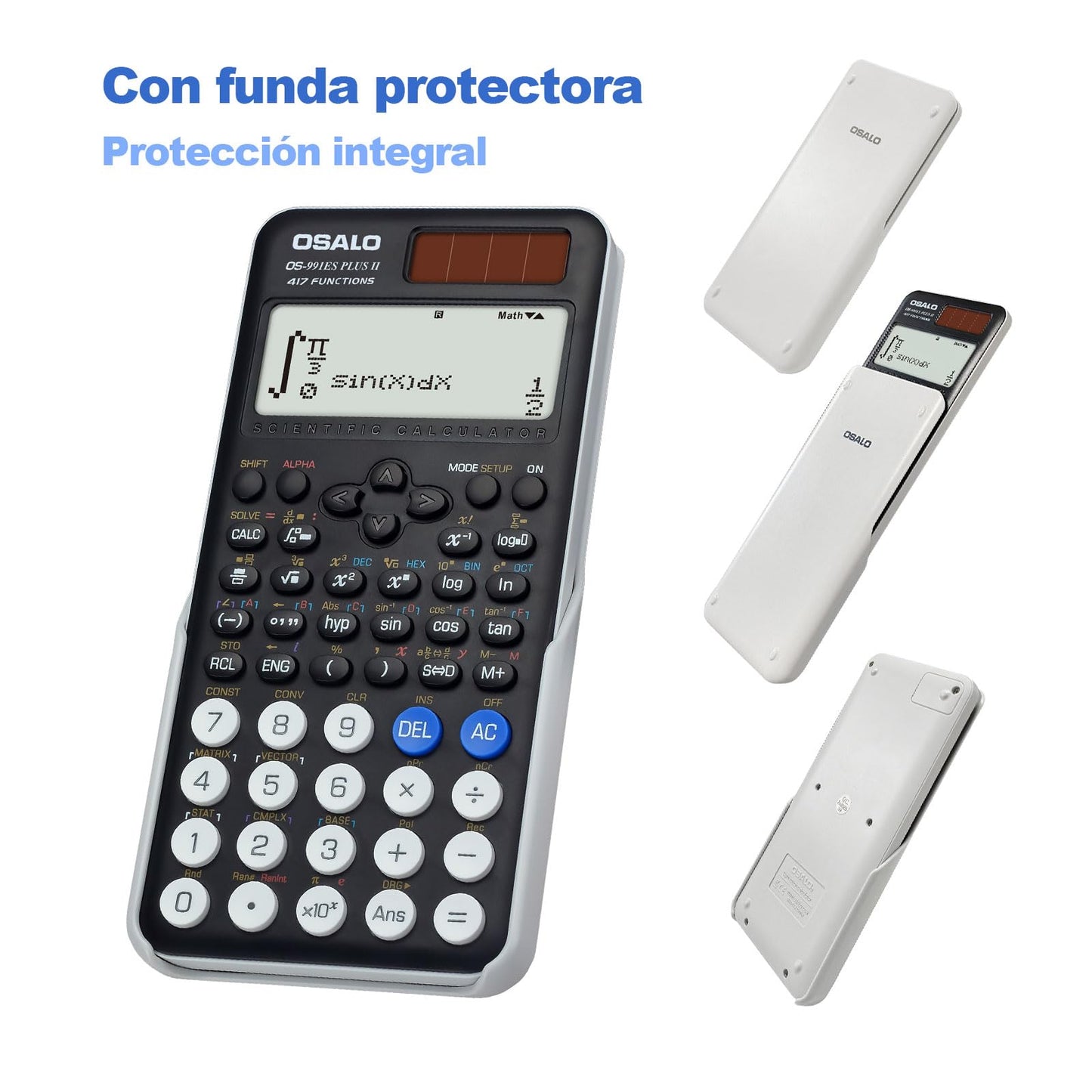 Calculadora Científica Pendancy 417 Función 12 Dígitos Pantalla Escrita Solares y Batería para Estudiantes y Universitarios