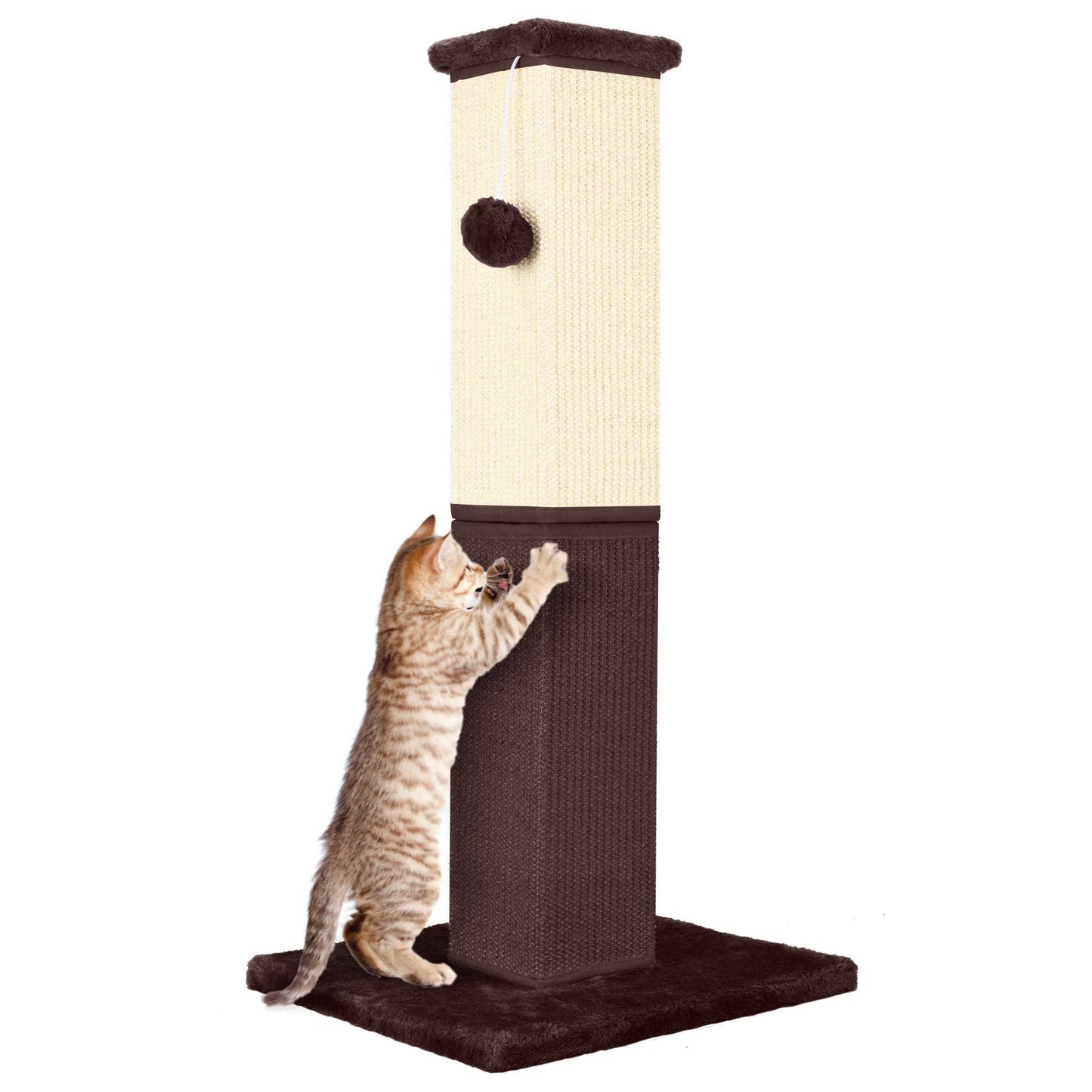 Poste Rascador YULOYI Café con Sisal Natural para Gatos Grandes y Gatitos de Interior