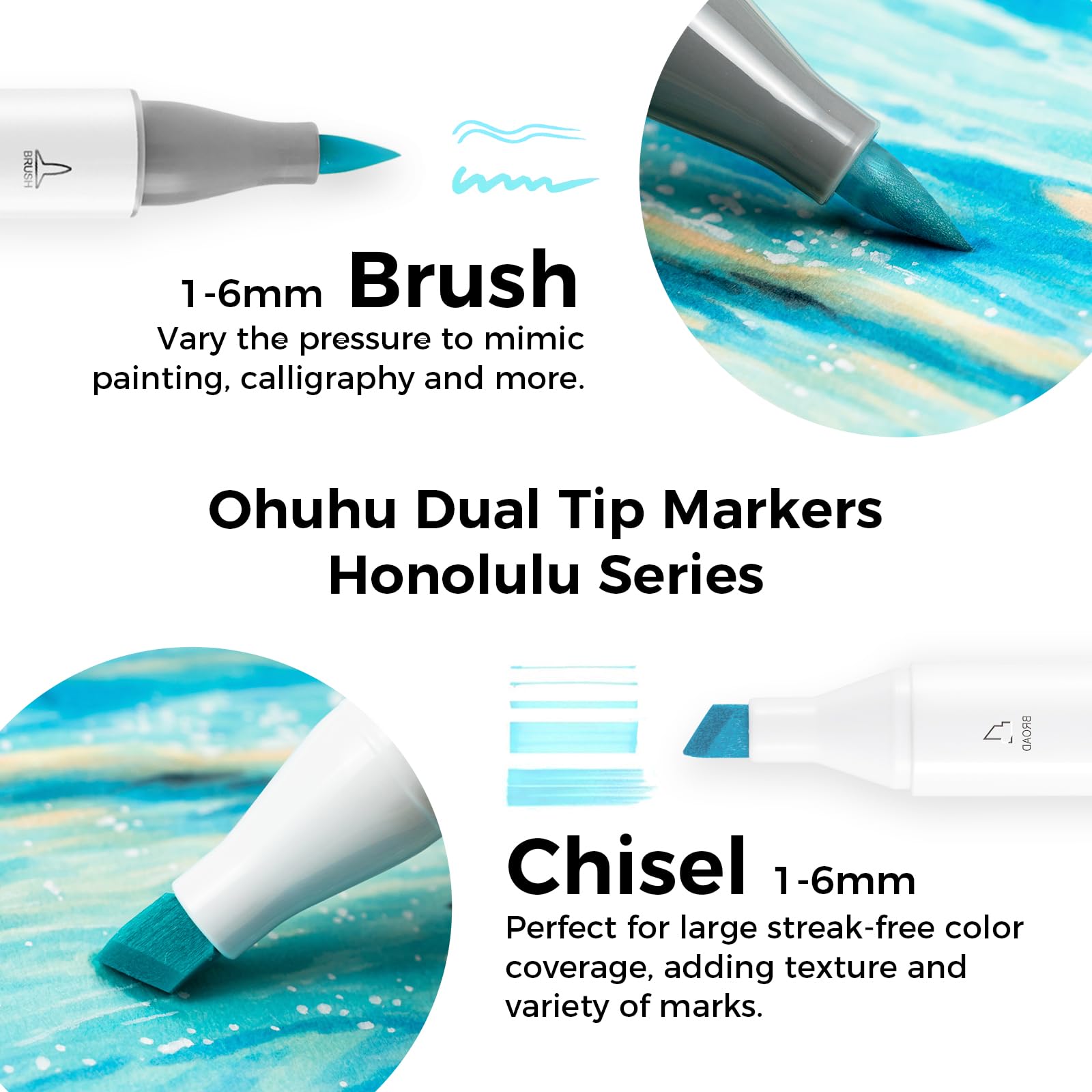 Ohuhu - Marcadores a base de alcohol - 96 colores pastel de Honolulu Sweetness + Blossoming - Marcadores de alcohol de doble punta para artistas adultos para ilustrar y colorar - Pincel y cincel - Tinta recargable
