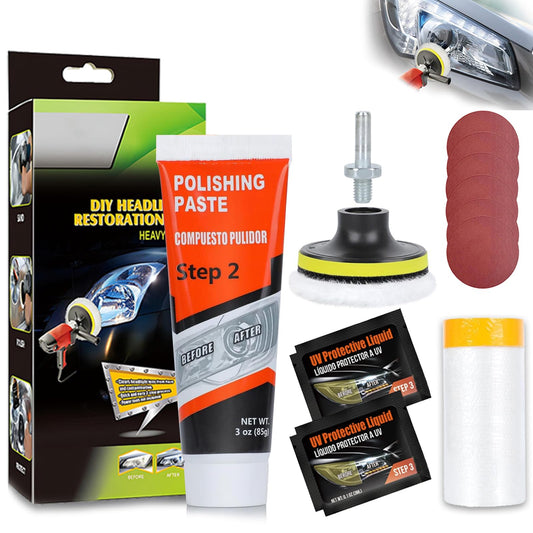 Kit de Restauración de Faros Delanteros y Traseros con Pulidor y Restaurador de 85 g