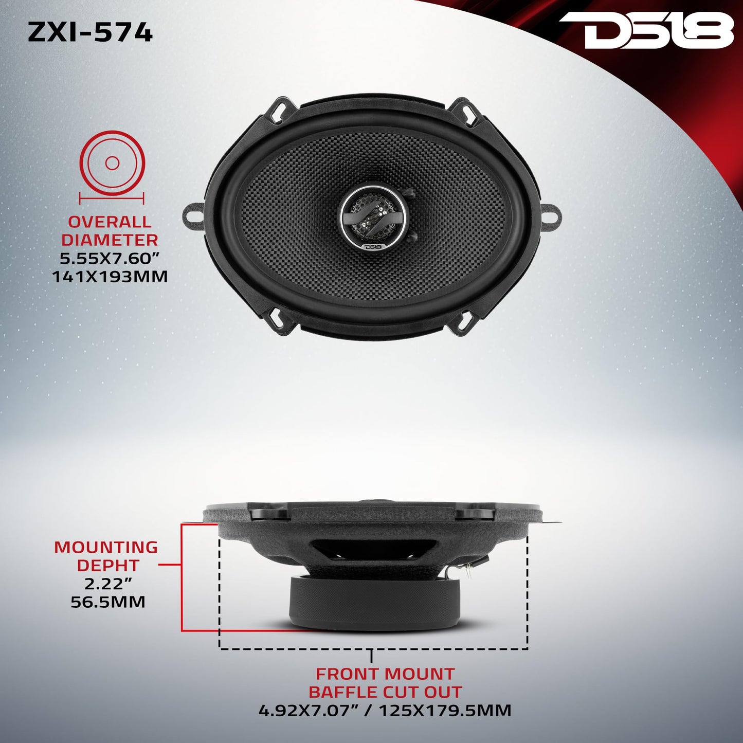 DS18 ZXI-574 Elite - Altavoces coaxiales de 2 vías para Coche de 5 x 7 Pulgadas con Cono de Kevlar 210 vatios 4 ohmios (2 Altavoces)