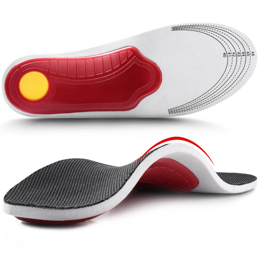 Ailaka - Plantillas de zapatos de soporte de arco alto para pies planos, plantillas ortopédicas de arco alto para hombres y mujeres, plantillas de alivio de la fascitis plantar, Negro -, 4.5-9 M US