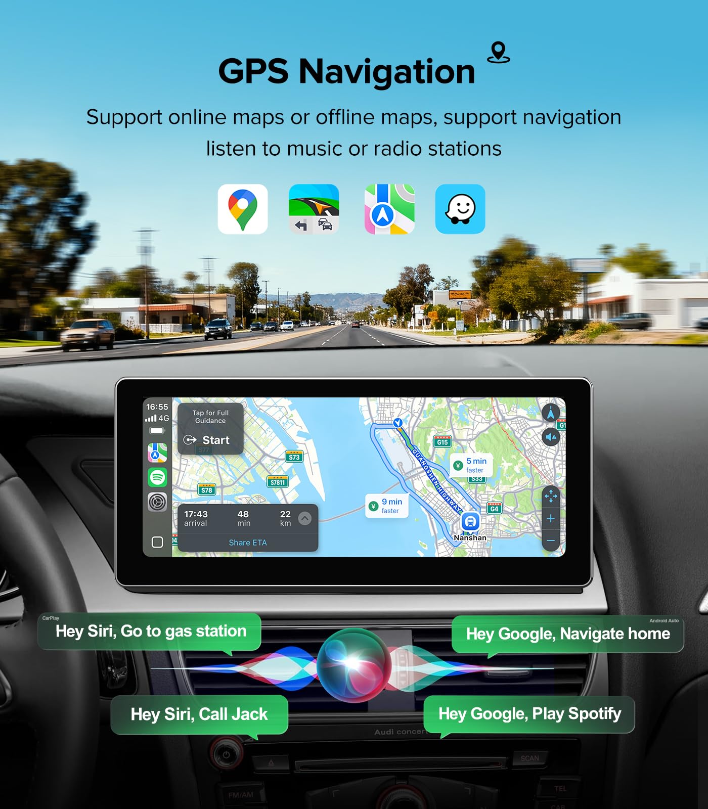 Estéreo de Coche Linux de 10.25" para Audi A4 B8 S4 A5 S5 RS5 (2009-2016) Sistema de Concierto y Sinfonía - Unidad Principal con CarPlay Inalámbrico y Android Auto, Pantalla Táctil IPS de 1920x720