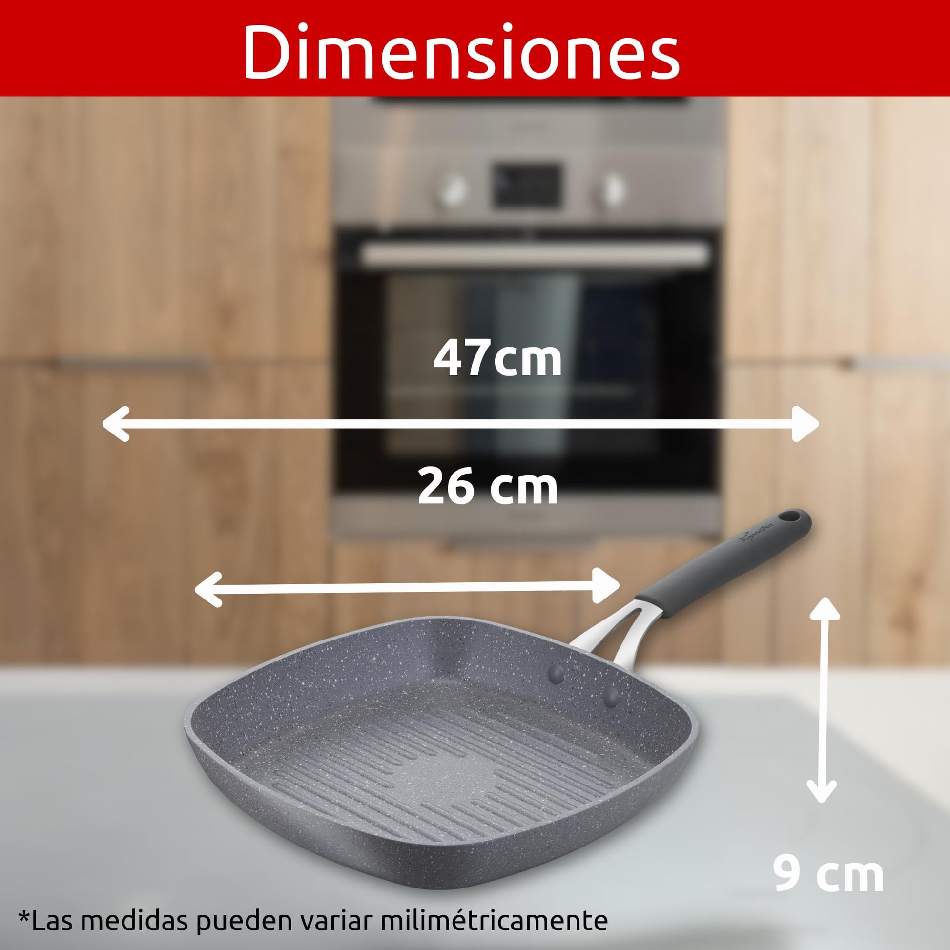 Grill 26x26 Lagostina Tempra Mineral, Con antihadherente Mineralis, compatible con todos los tipos de estufas