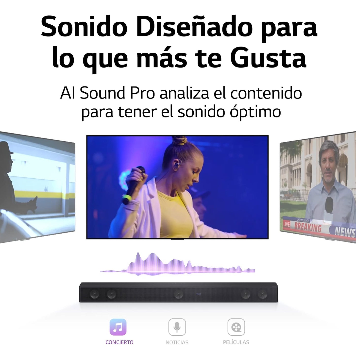 LG Soundbar SH7Q | 5.1ch y 800W de Potencia | AI Sound Pro y Subwoofer Inalámbrico | Wow Interface TV | DTS Virtual:X