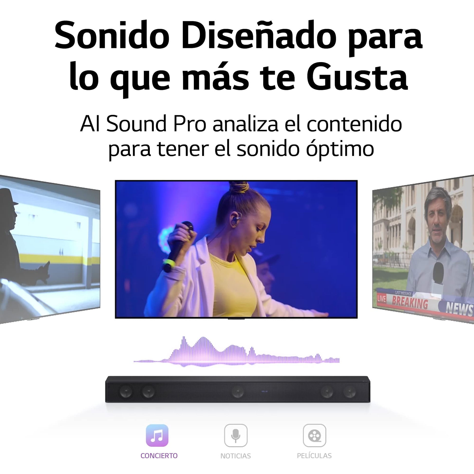 LG Soundbar SH7Q | 5.1ch y 800W de Potencia | AI Sound Pro y Subwoofer Inalámbrico | Wow Interface TV | DTS Virtual:X