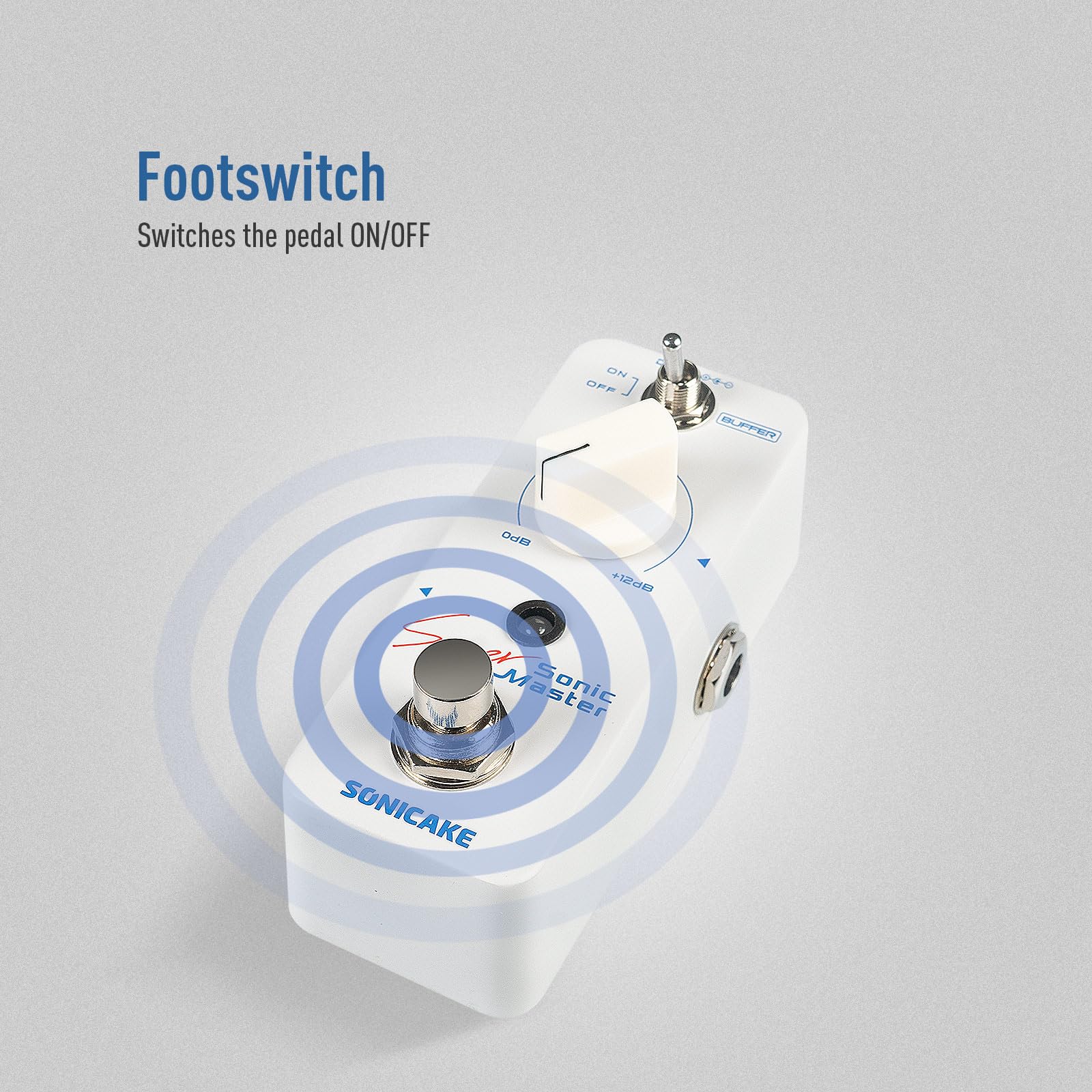 Pedal de Efectos SONICAKE Sonic Super Master Clean Boost con Ganancia de +12 dB para Guitarra y Bajo