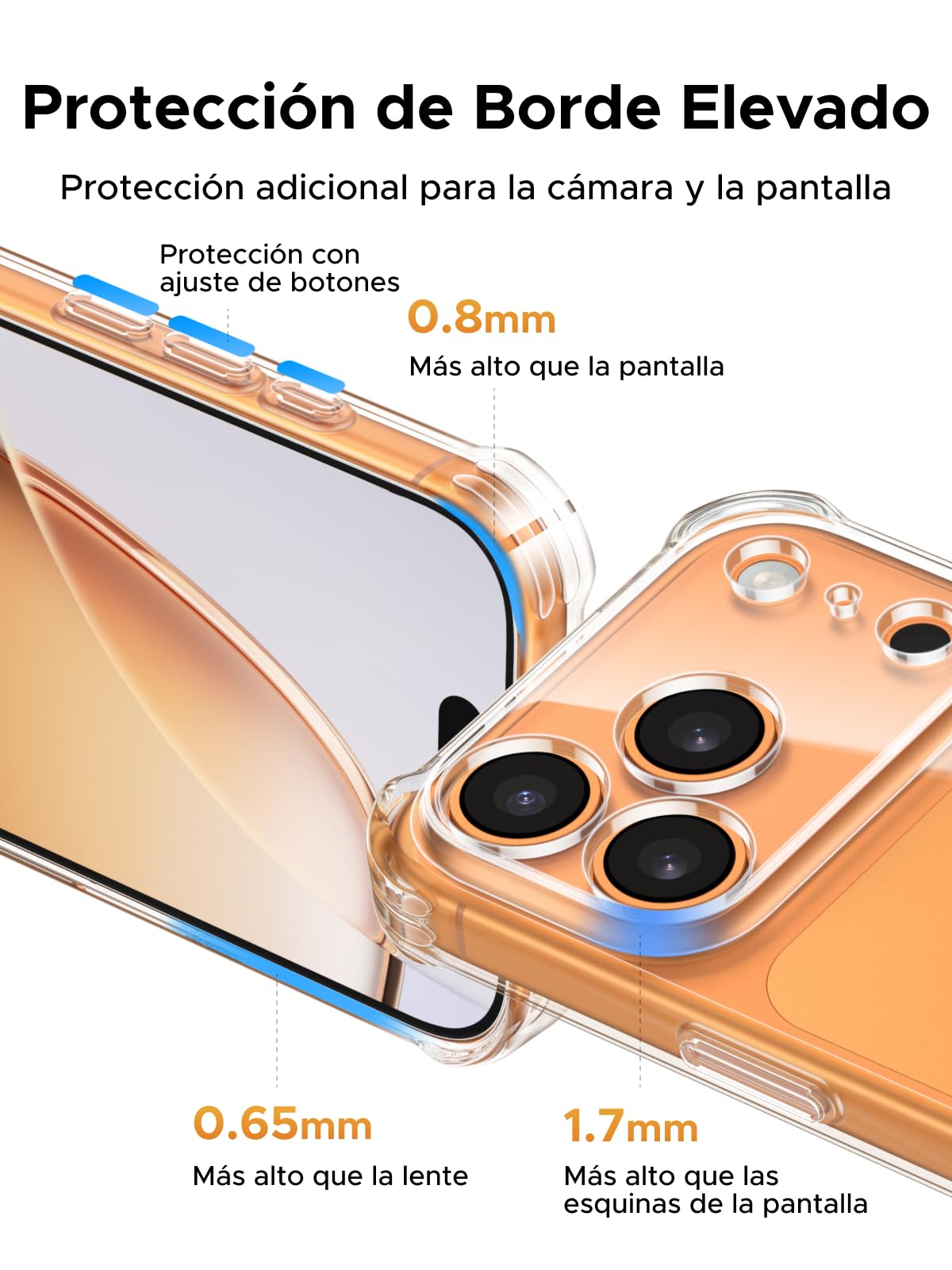 UGREEN Funda para iPhone 17 Pro, Airbags de Alta Elasticidad, Case Anti-Amarillo con Protección de la Lente y contra Caídas, Case para iPhone 17 Pro, Transparente Carcasa 6.3 Pulgadas