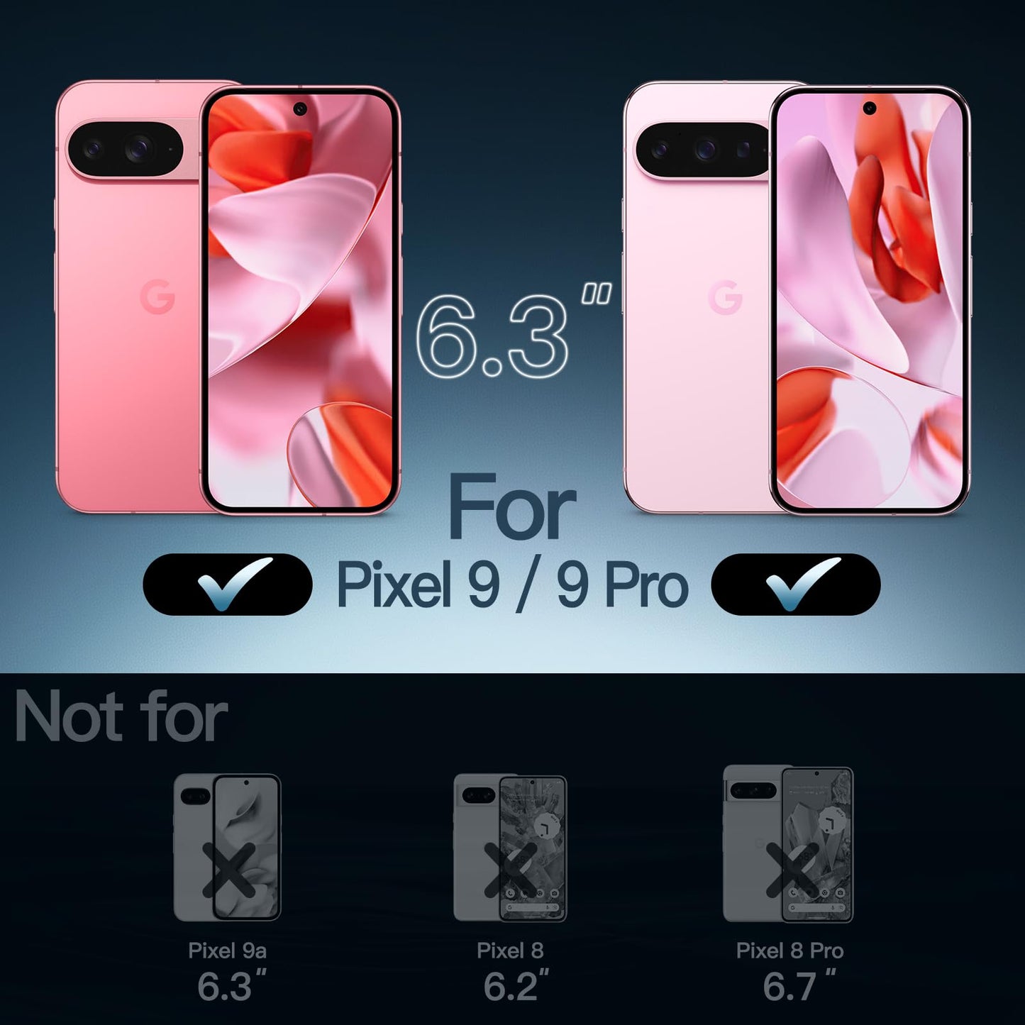 JETech Funda para Google Pixel 9/9 Pro 2024, Anti-Amarillo Antigolpes Protectora Carcasa, Antiarañazos PC Duro Respaldo (Rosa Peonía)