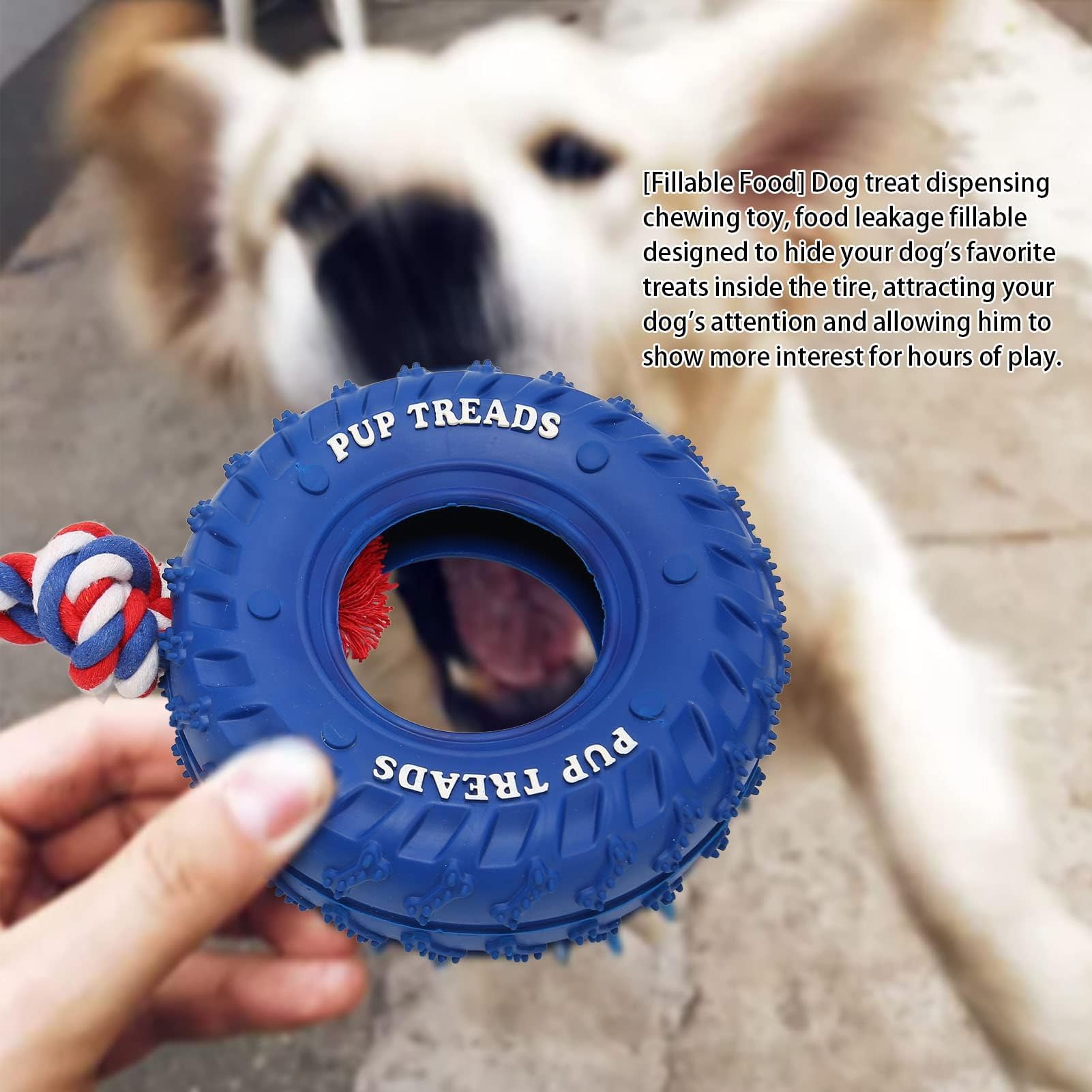Juguetes para Perros para Masticadores Agresivos, Juguetes para Masticar Neumáticos para Perros con Cuerda, Juguetes para Masticar Cachorros De Goma para Juguetes Masticables para Perro(Blue)
