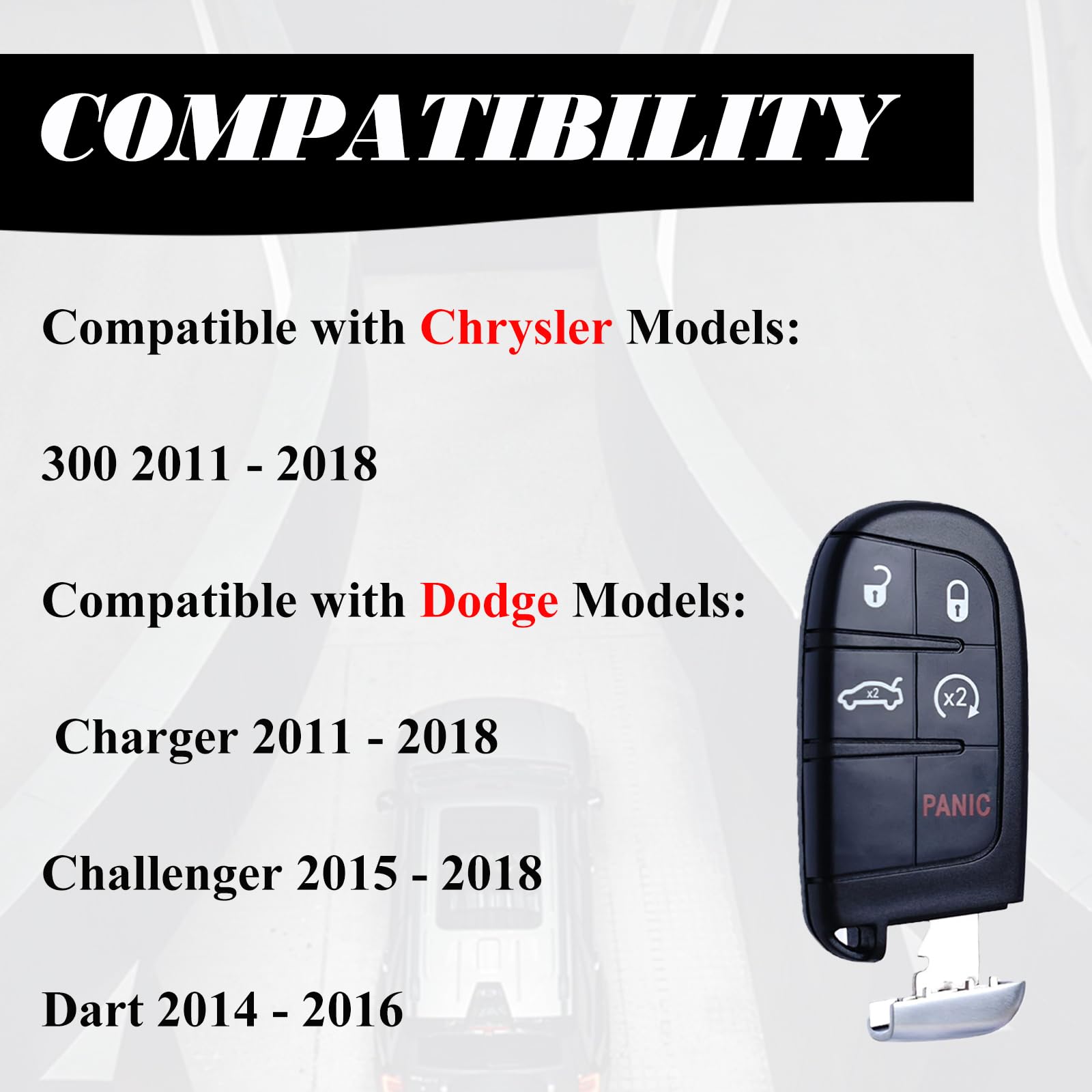 MechanMagic - Llavero de repuesto compatible con Chrysler 300 Dodge Charger 2011-2018 Challenger 2015-2018 Dart 2014-2016 Smart Key para coche M3N-40821302