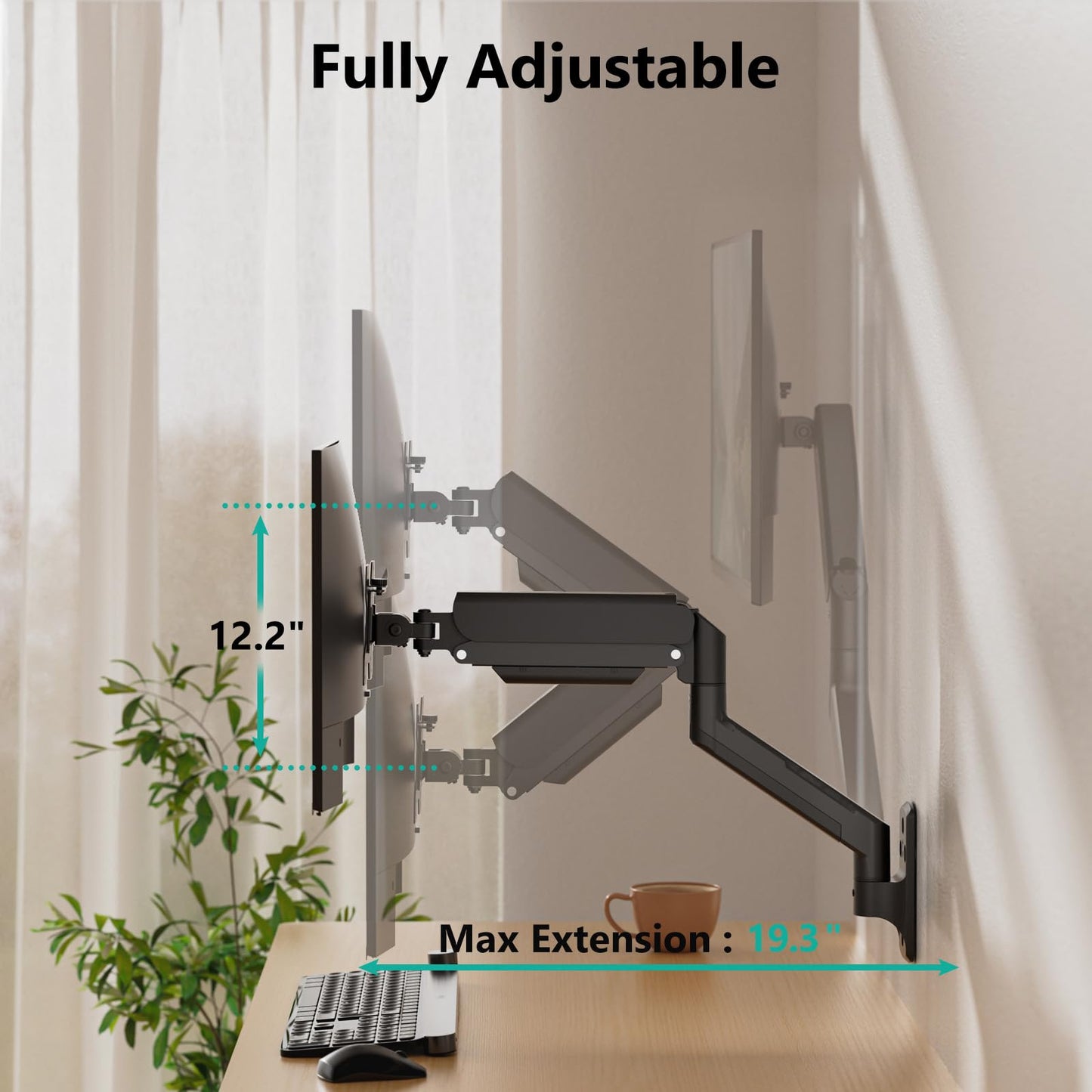 Soporte para Monitor WALI Negro con Brazo Ajustable para Monitores de 17 a 32 Pulgadas 10 kg