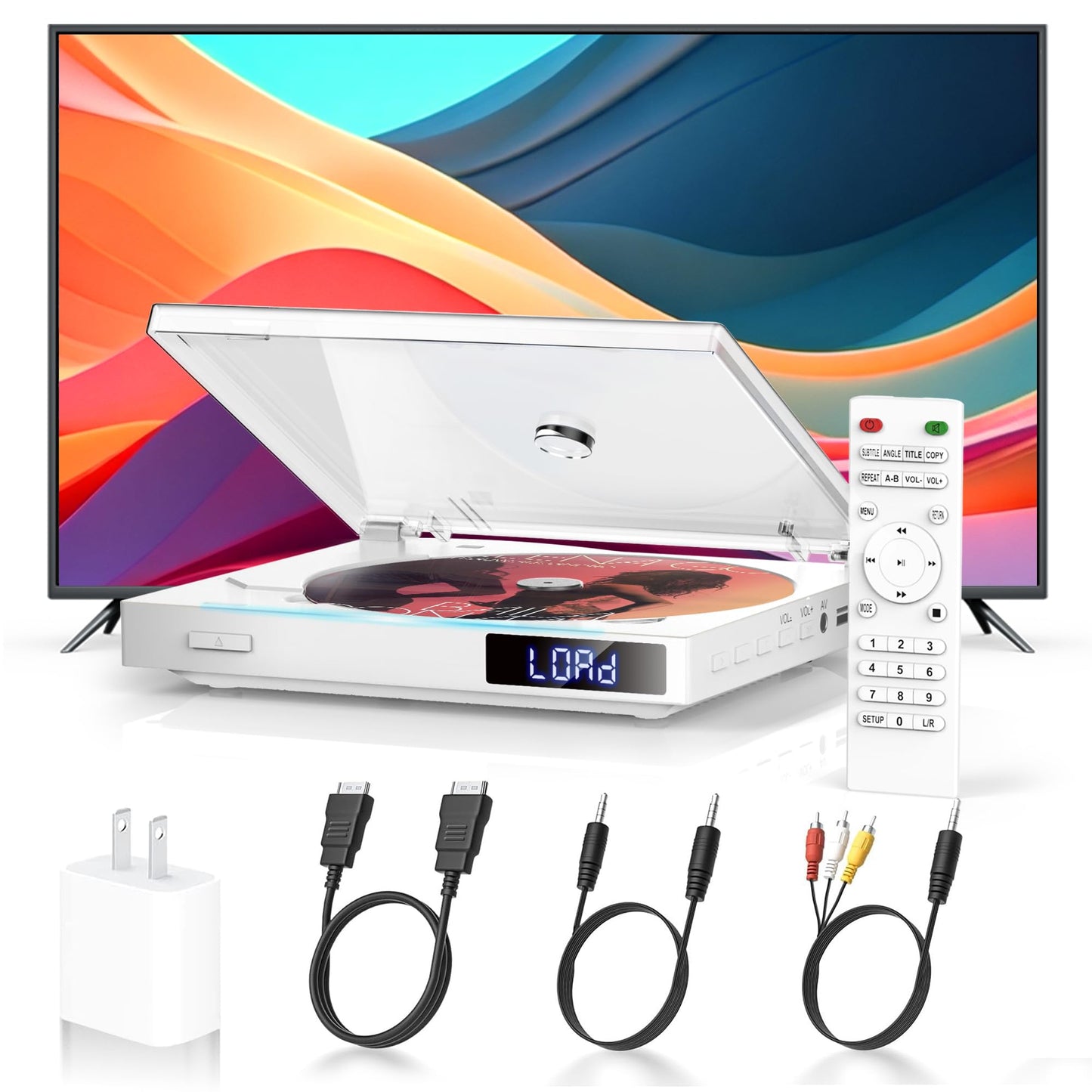 Reproductor de DVD Mini Sin Región Con Altavoces HiFi Integrados, HDMI y AV Negro Con Entrada USB