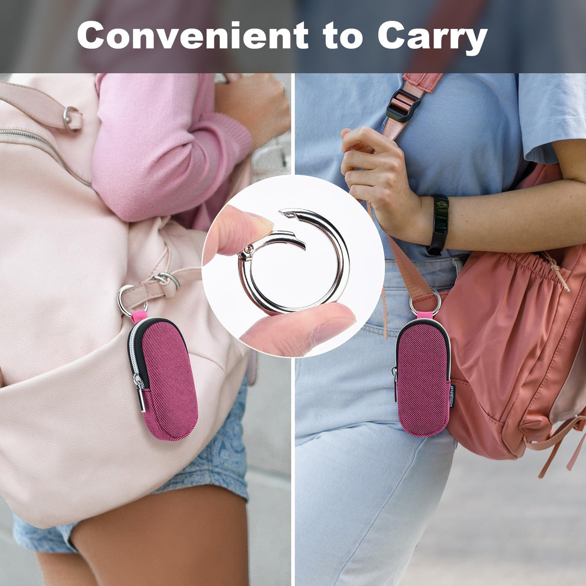 Estuche Organizador Portátil para Bálsamo Labial con Llavero, Bolsa de Almacenamiento para Lápiz Labial de Viaje, Organizador de Cosméticos Pequeño Impermeable, Funda Protectora Anti-Pérdida para