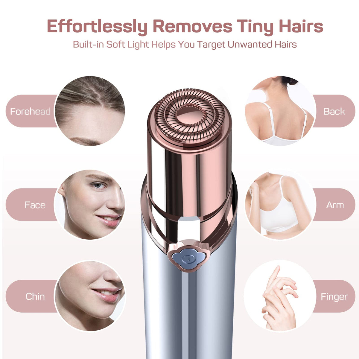 Removedor de vello facial para cara, barbilla, labio, bigote, cuello, axilas, pelusa de melocotón, Gurelax, dispositivo eléctrico de depilación sin dolor para mujeres con 2 cabezas de repuesto