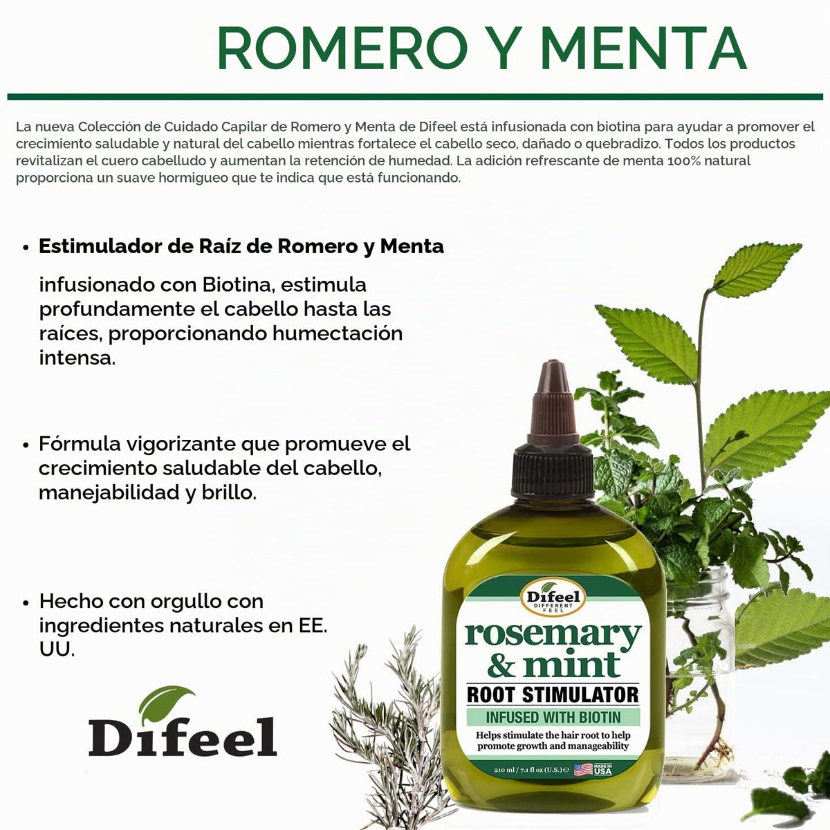 Tratamiento del Cuero Cabelludo Difeel Romero Menta Crecimiento del Cabello 2.5 oz