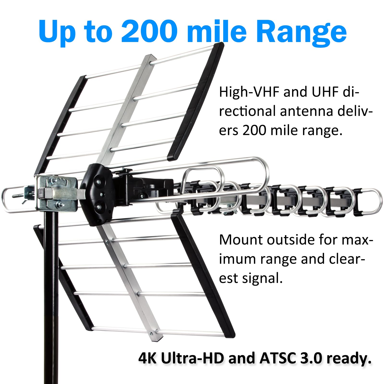 Five Star - Antena de TV HDTV para exteriores de hasta 200 millas de largo alcance, antena de TV para montaje en ático o techo, antena digital OTA de largo alcance para 4K 1080P VHF UHF incluye
