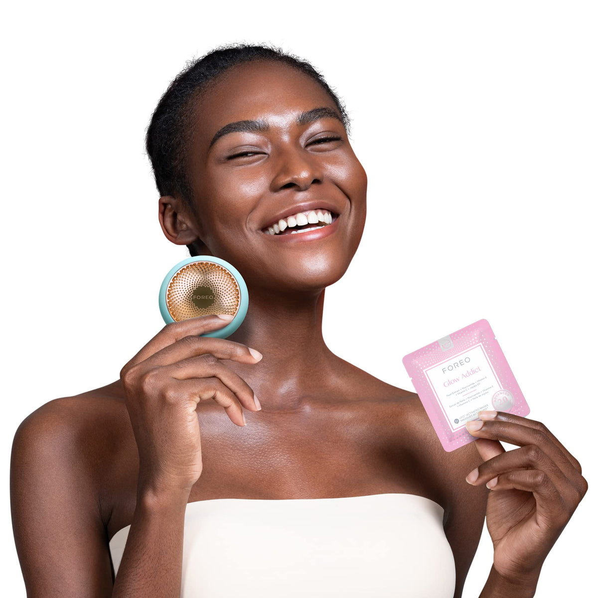 Foreo | Máscara facial Glow Addict Advanced Collection 2.0 UFO-Activated | Hidratante facial | Vitamina C y vitamina E | Para todo tipo de piel y piel apagada | Antiedad | 6 U por paq