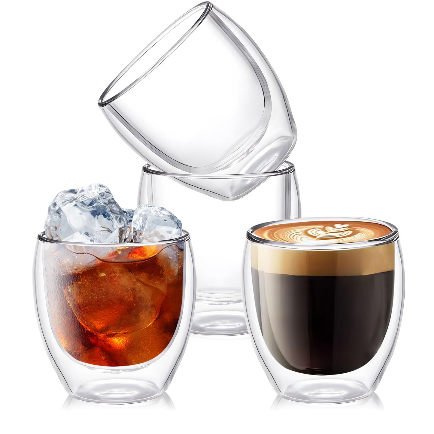 Juego de Tazas de Vidrio YMMIND Transparente con Doble Pared para Bebidas Calientes 8 Onzas