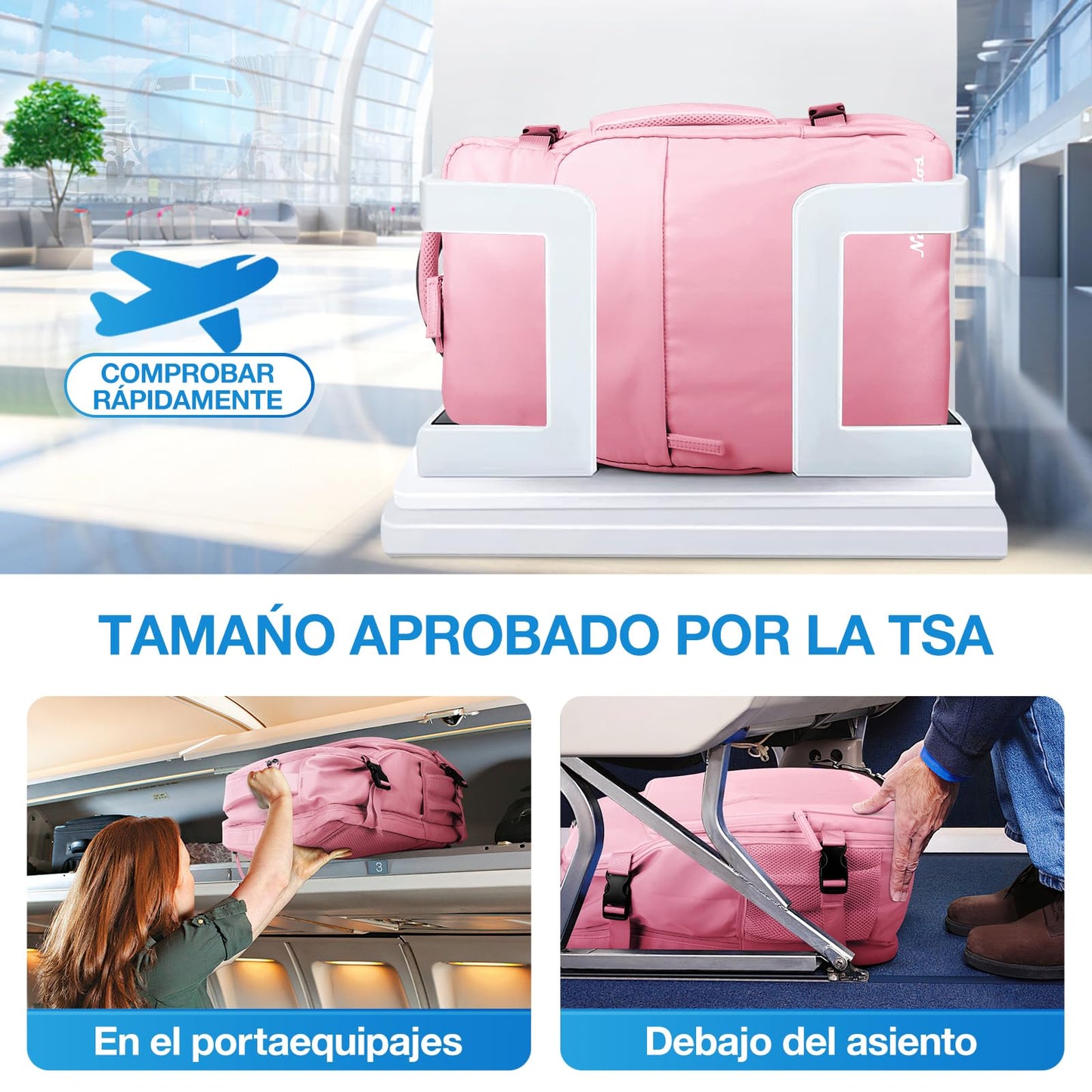 Mochila de Viaje Expandible Aéreo Impermeable Rosa para Laptop de Negocios para Hombres y Mujeres