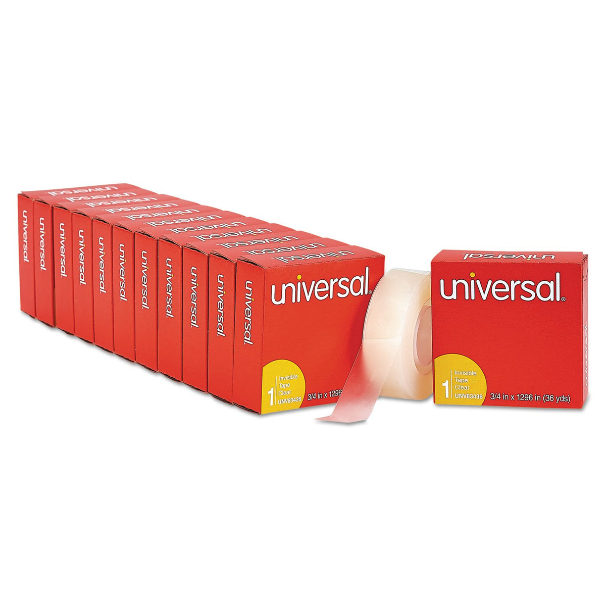 Cinta Transparente Universal Office Products 3/4" x 1296" 1" Core 12 Unidades