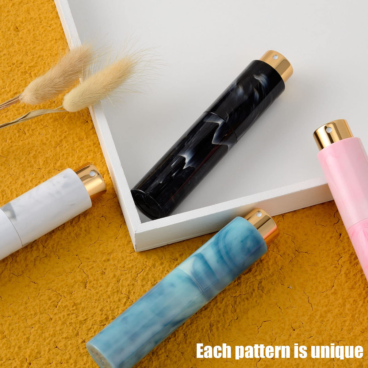Lil Ray Mini atomizador de perfume portátil, botella pequeña recargable para viajes, pulverizador de colonia de bolsillo aspiradora, Marble Pattern, 10 ml