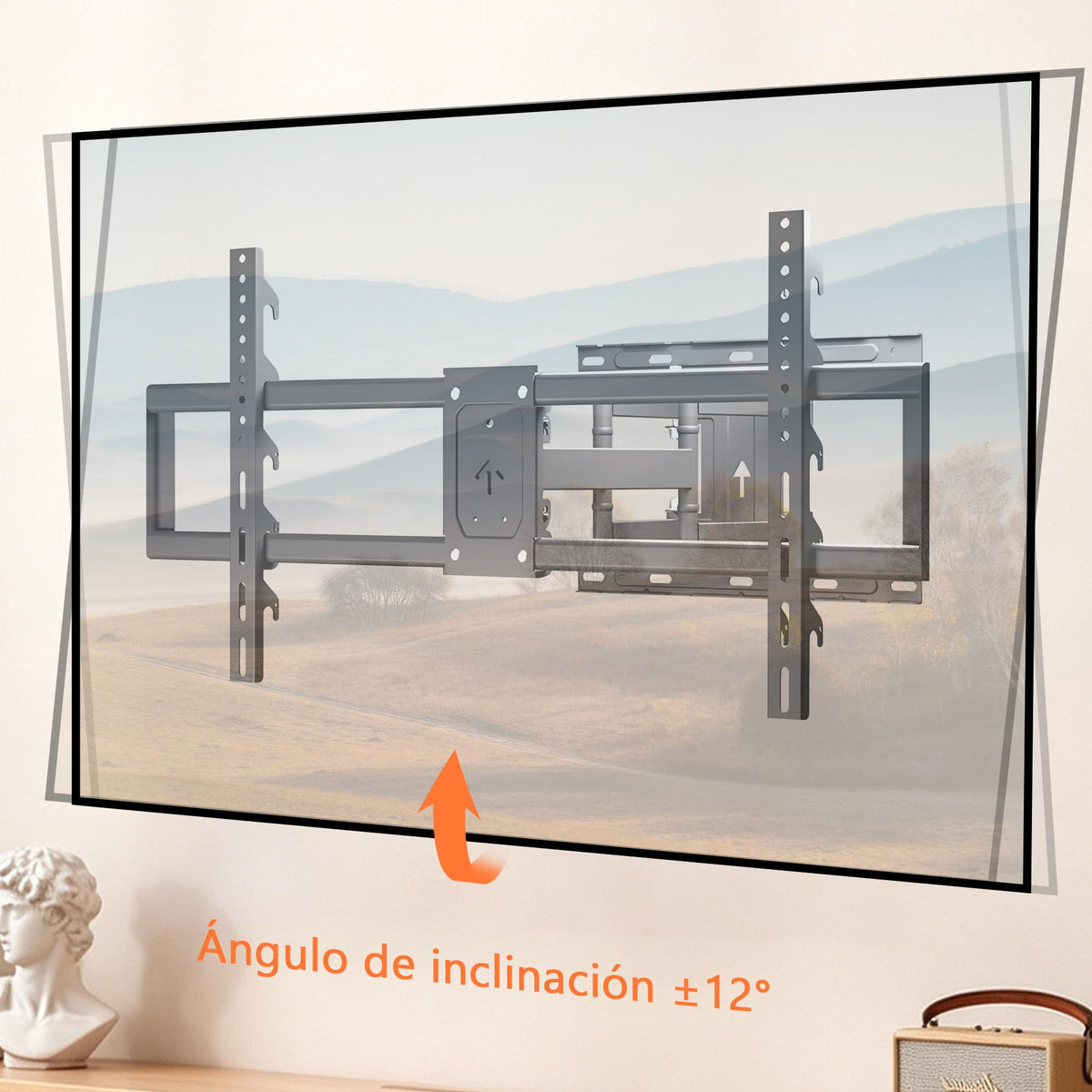 Soporte de TV COUWELL Negro Inclinable y Giratorio para Pantallas de 43 a 100 Pulgadas