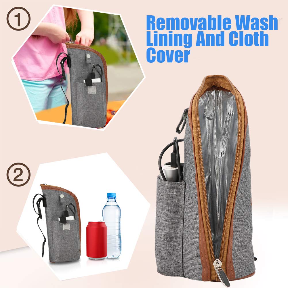 Semme - Calentador de bolsas de leche materna, biberones, bolsa de calentador de biberones, portátil para bebidas y biberones, ideal para viajes en coche, compras