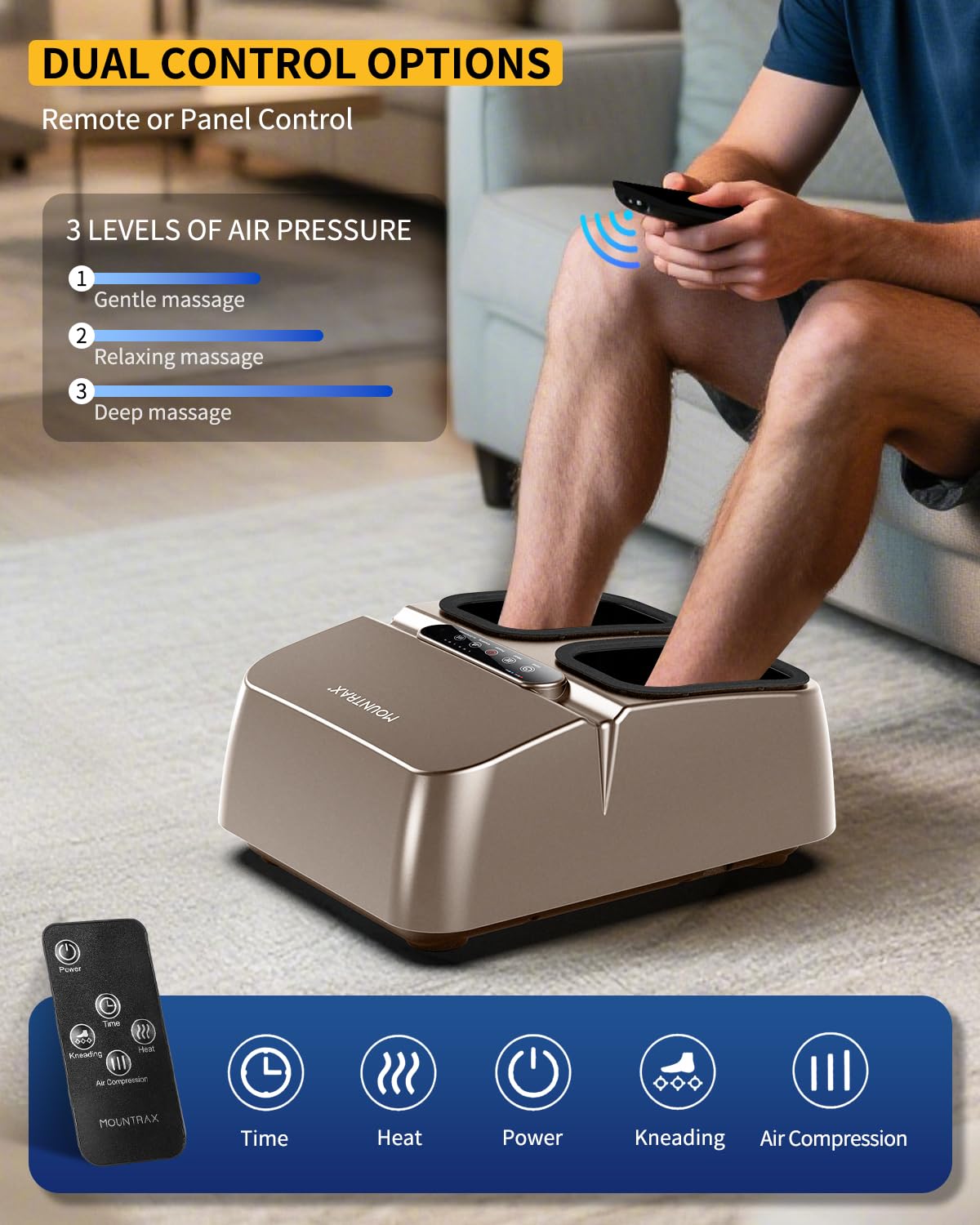 Máquina Masajeadora de Pies Mountrax Calor Shiatsu Amasamiento Profundo para Fascitis Plantar y Dolor para Hombres y Mujeres
