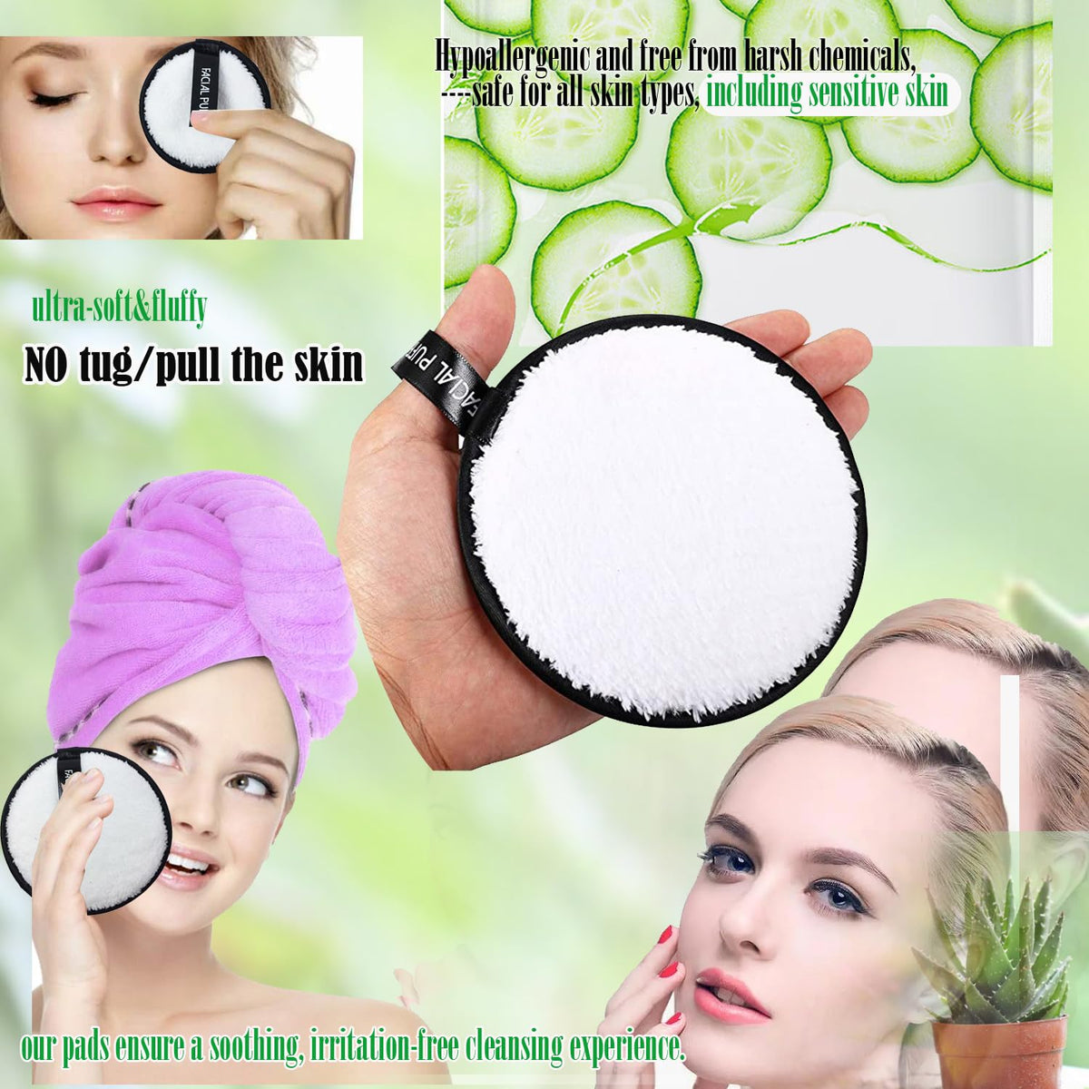 Almohadillas Desmaquillantes Constefire Reutilizables Hipoalergénicas para Limpieza Facial