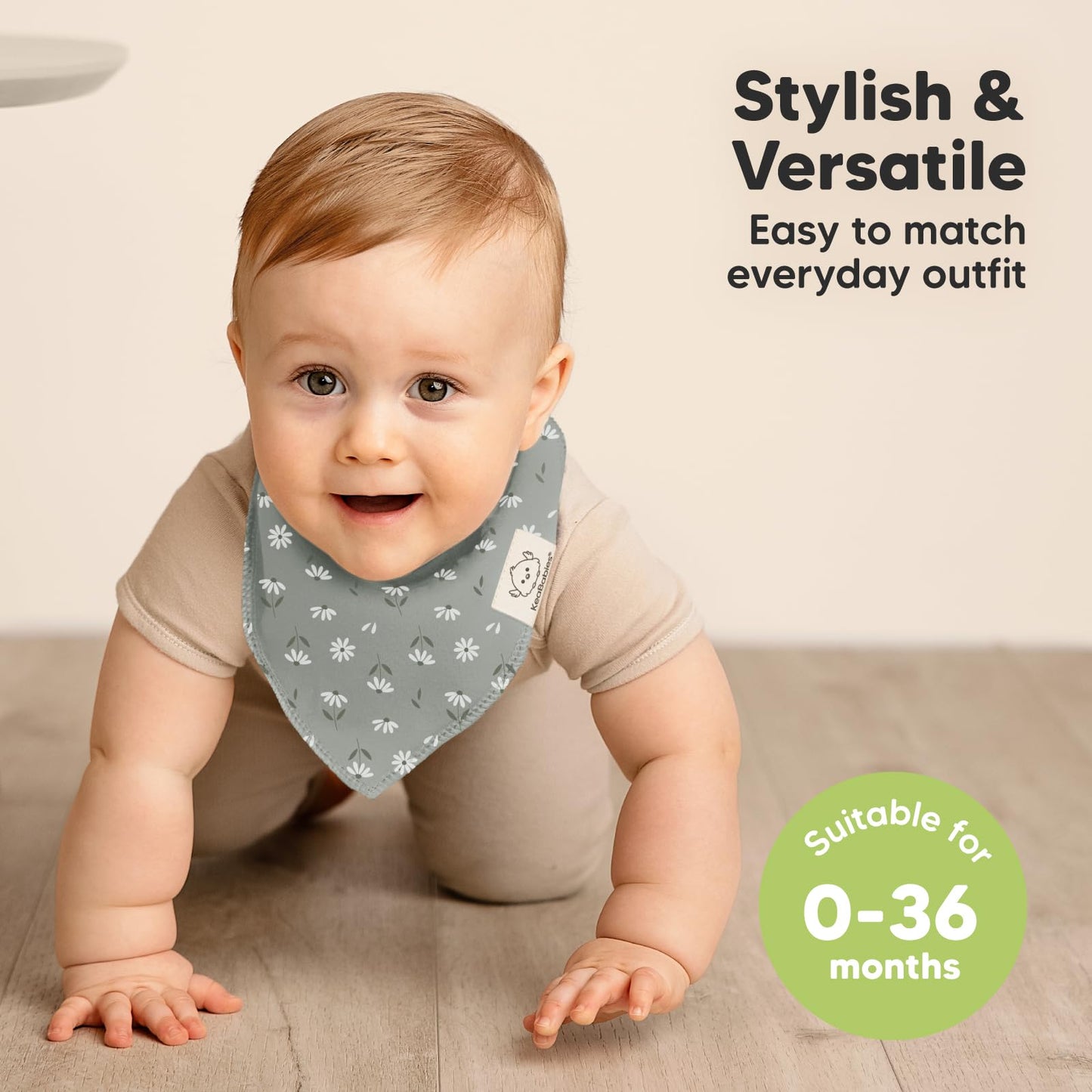 Paquete de 8 baberos de bandana orgánicos para bebés niñas - Baberos triangulares súper absorbentes para babeo y dentición, 100% algodón extra suave para recién nacidos, bebés de 0 a 36 meses (Fleur)