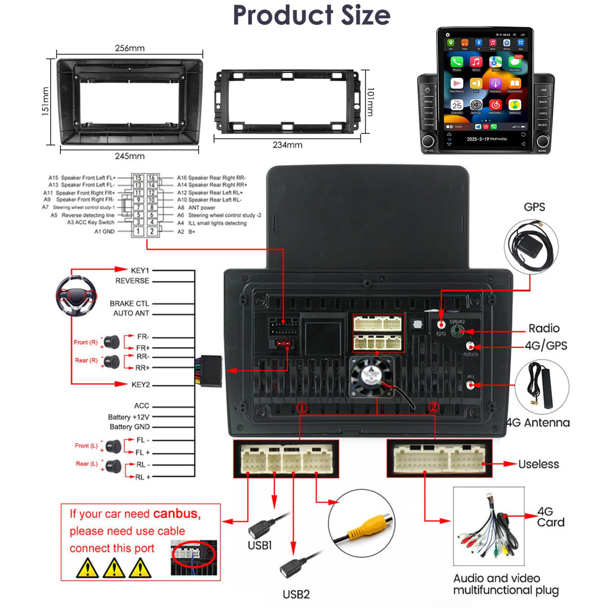 Radio Android Jeep Wrangler JK Rubicon 9.7 Pulgadas Pantalla Táctil Tesla Style 4GB+64GB Con GPS para 2007-2018