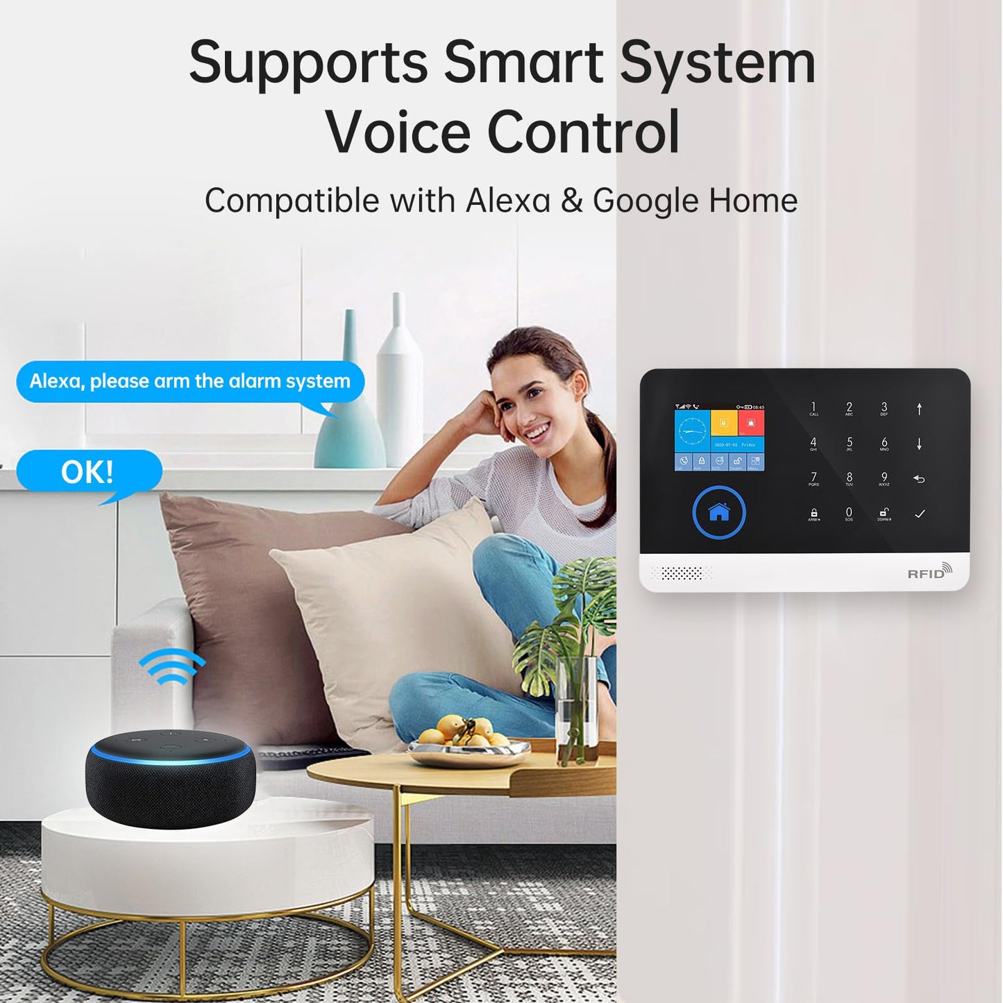 Feiniao Sistema de Alarma para Casa WiFi gsm Pantalla TFT de 2.4 Pulgadas, Kit de Sistema de Seguridad Hogar, Alarma Antirrobo Inalámbrico con Sensores de Puertas y Ventanas Sensor de Movimiento PIR