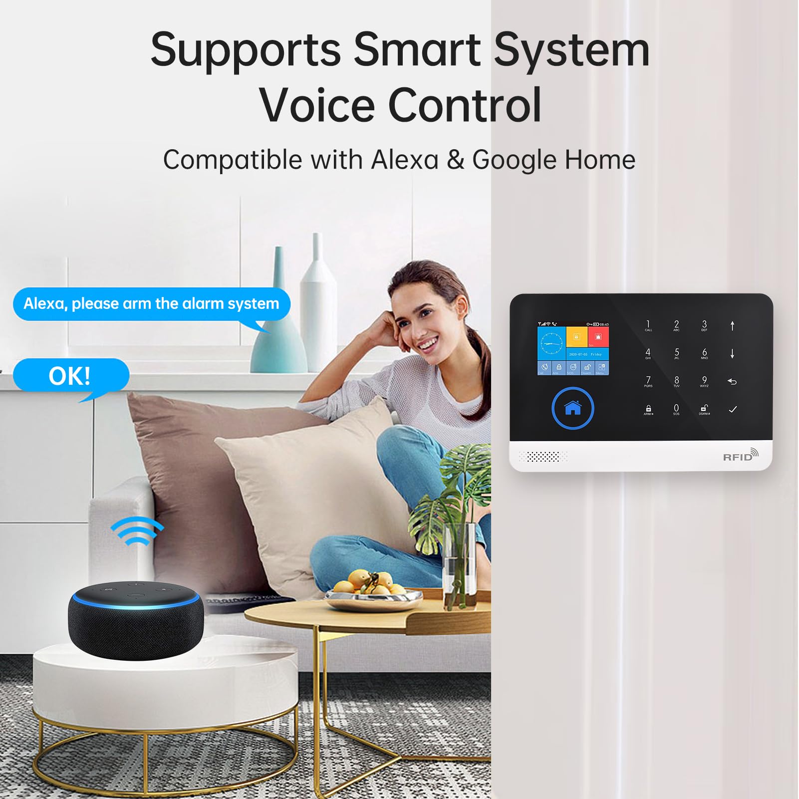 Feiniao Sistema de Alarma para Casa WiFi gsm Pantalla TFT de 2.4 Pulgadas, Kit de Sistema de Seguridad Hogar, Alarma Antirrobo Inalámbrico con Sensores de Puertas y Ventanas Sensor de Movimiento PIR