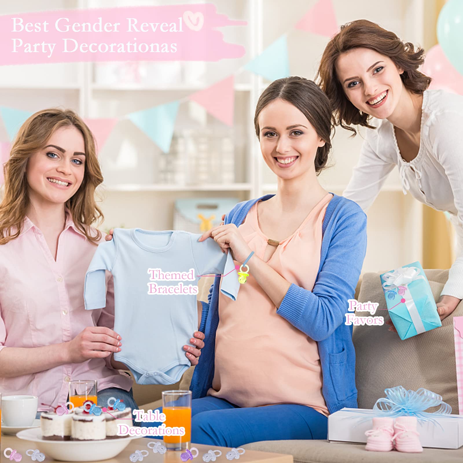 Mini Chupetes de Acrílico JUXINDA Rosa para Decoración de Baby Shower