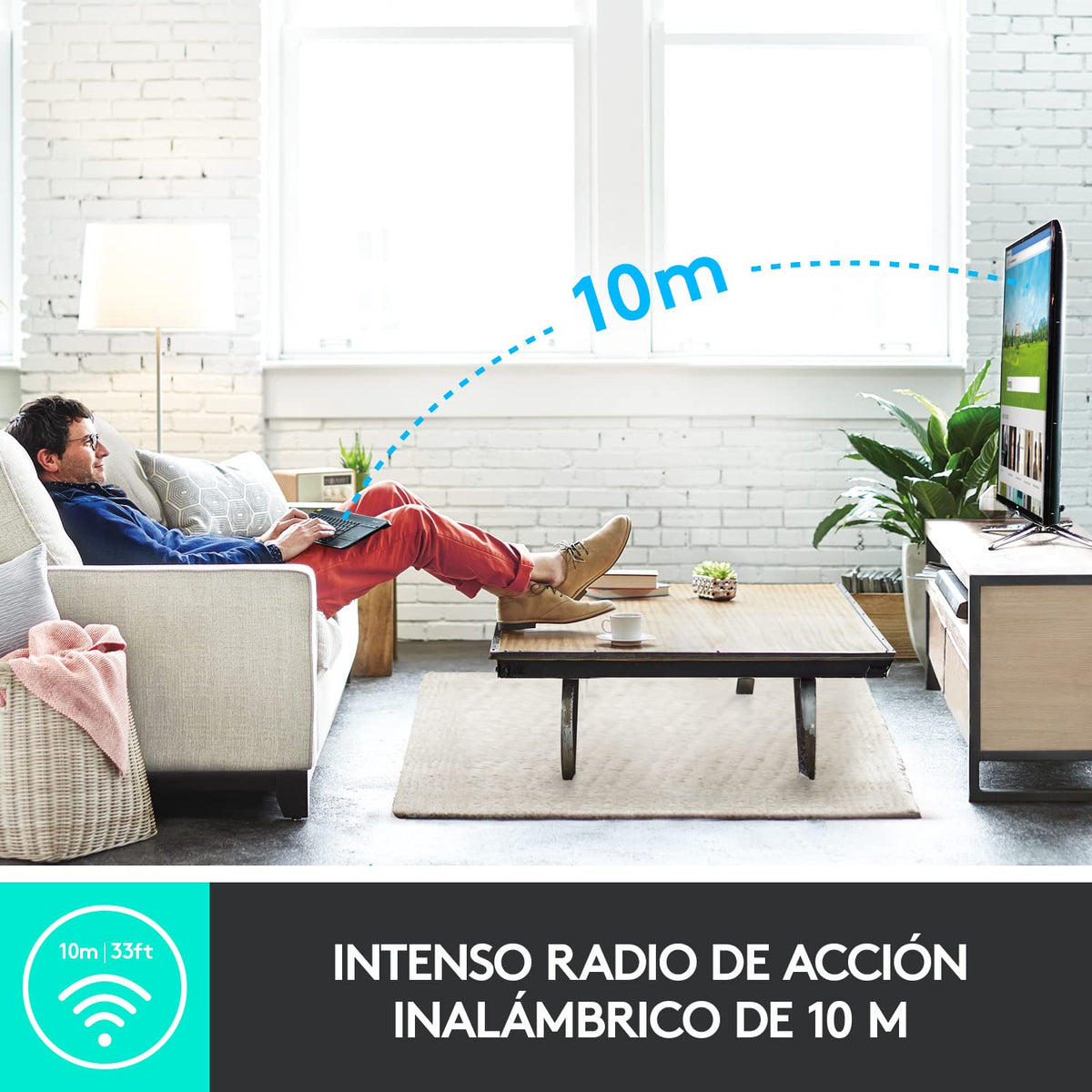 Teclado Inalámbrico Logitech K400 Plus Negro con Touchpad Integrado para TV y PC