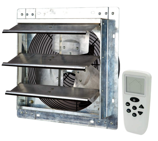 iLiving - Ventilador de Escape de Obturador de 12 Pulgadas con termostato inalámbrico Inteligente y Humedad Control Remoto, Ventilador de ventilación de ático montado en la Pared de Velocidad