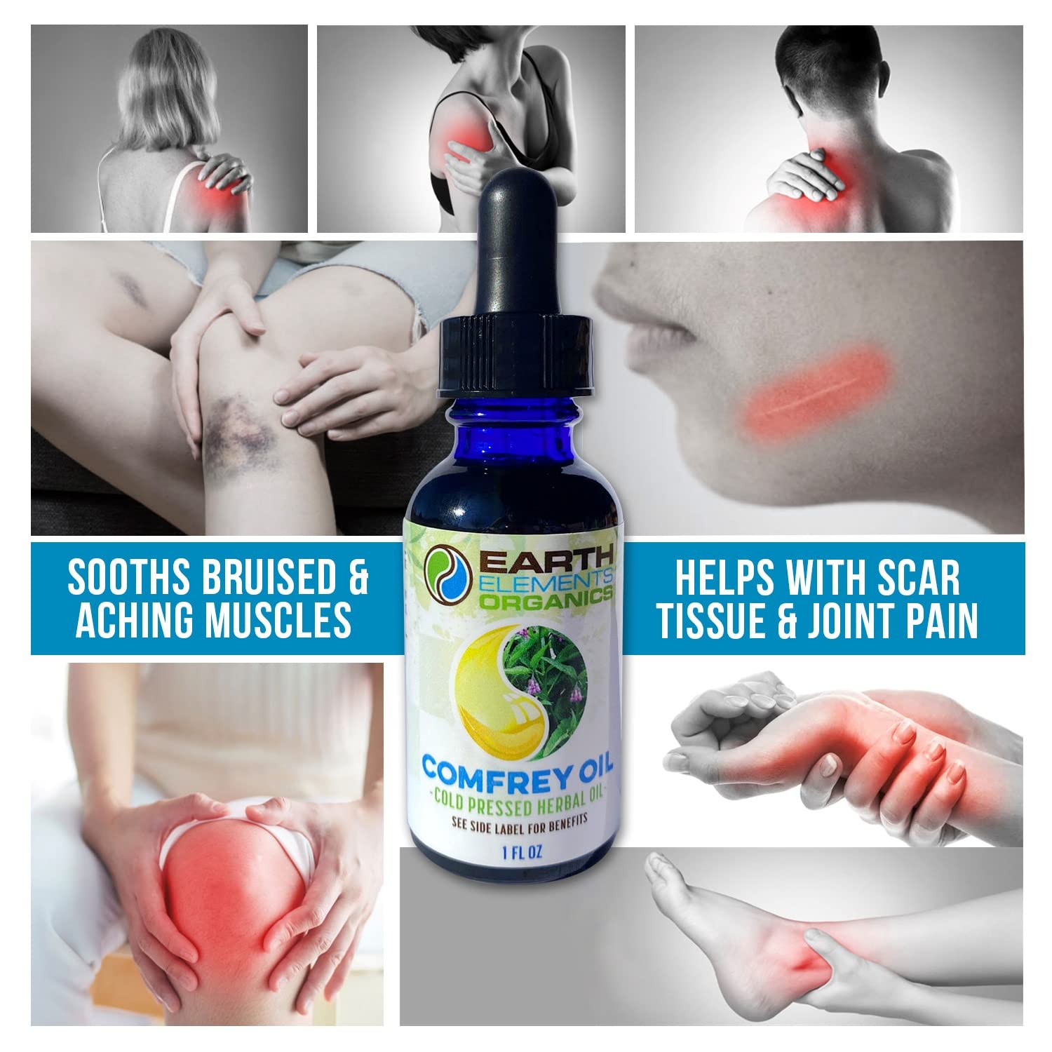 Aceite Orgánico de Consuelda: Regeneración Celular y Reparación de Heridas - Antiinflamatorio Natural para Piel y Cicatrices.