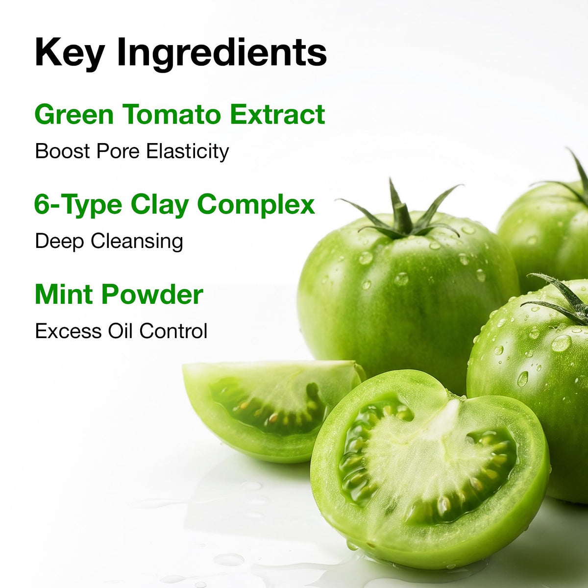 BSVI FULLY Green Tomato Clay Mask Cleanser, Pore Purifying with 49% Green Tomato Extract, Sebum & Clogged Pore Care, Exfoliation, Fragrance-Free, Vegan & Dermatologically Tested, 4.05 fl.oz