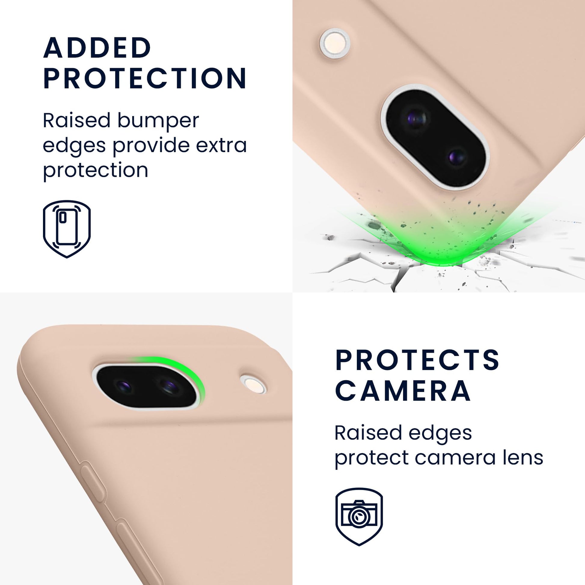 kwmobile Carcasa Compatible con Google Pixel 8a Funda - Case TPU y Silicona antigolpes - Apto Carga inalámbrica - Beige Rosa Claro