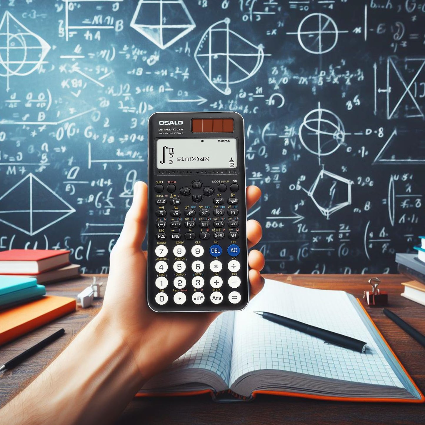 Calculadora Científica Pendancy 417 Función 12 Dígitos Pantalla Escrita Solares y Batería para Estudiantes y Universitarios