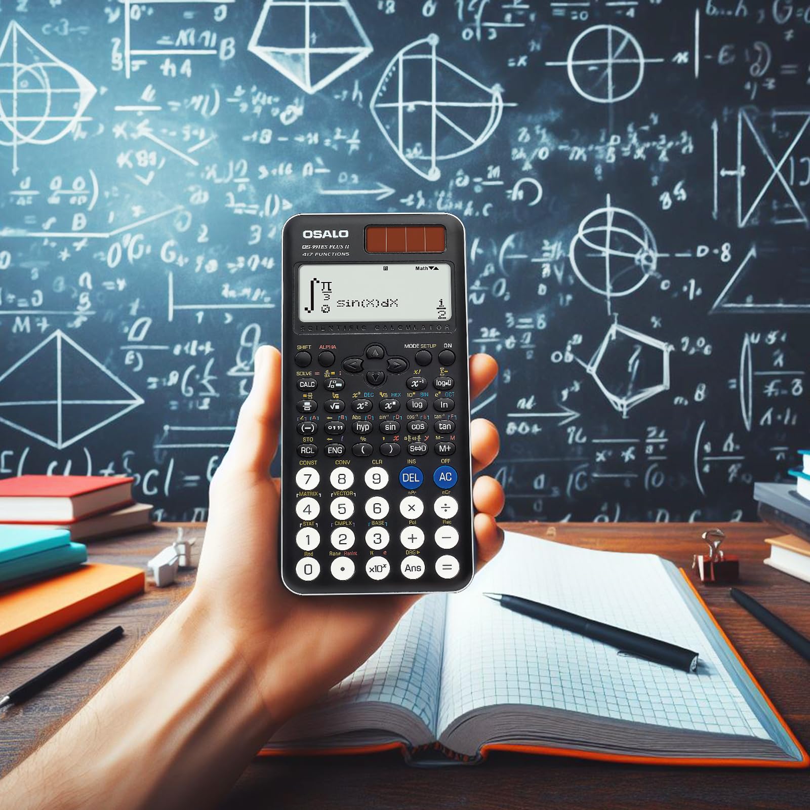 Calculadora Científica Pendancy 417 Función 12 Dígitos Pantalla Escrita Solares y Batería para Estudiantes y Universitarios